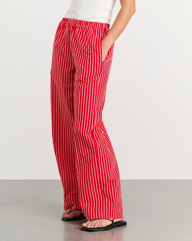 Cotton Stripe Pant in Redwhite JAG