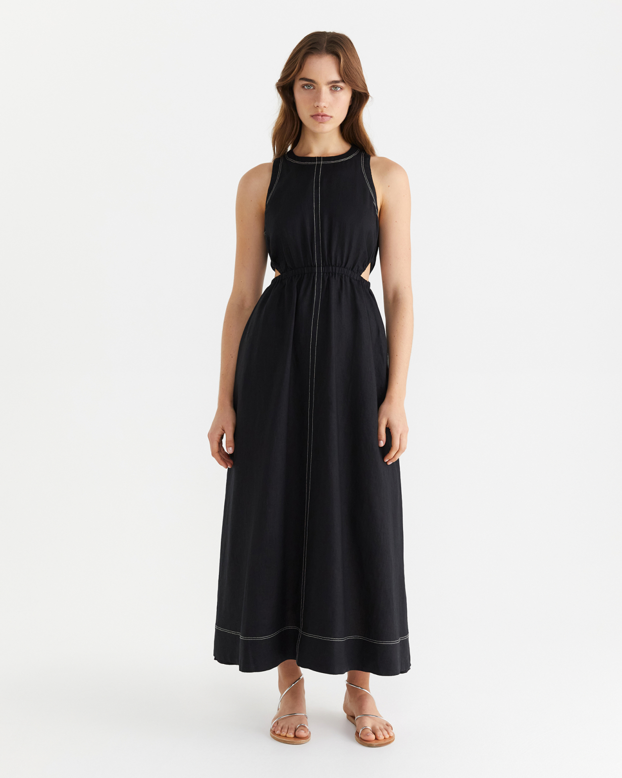 Linen Cutout Maxi Dress | JAG