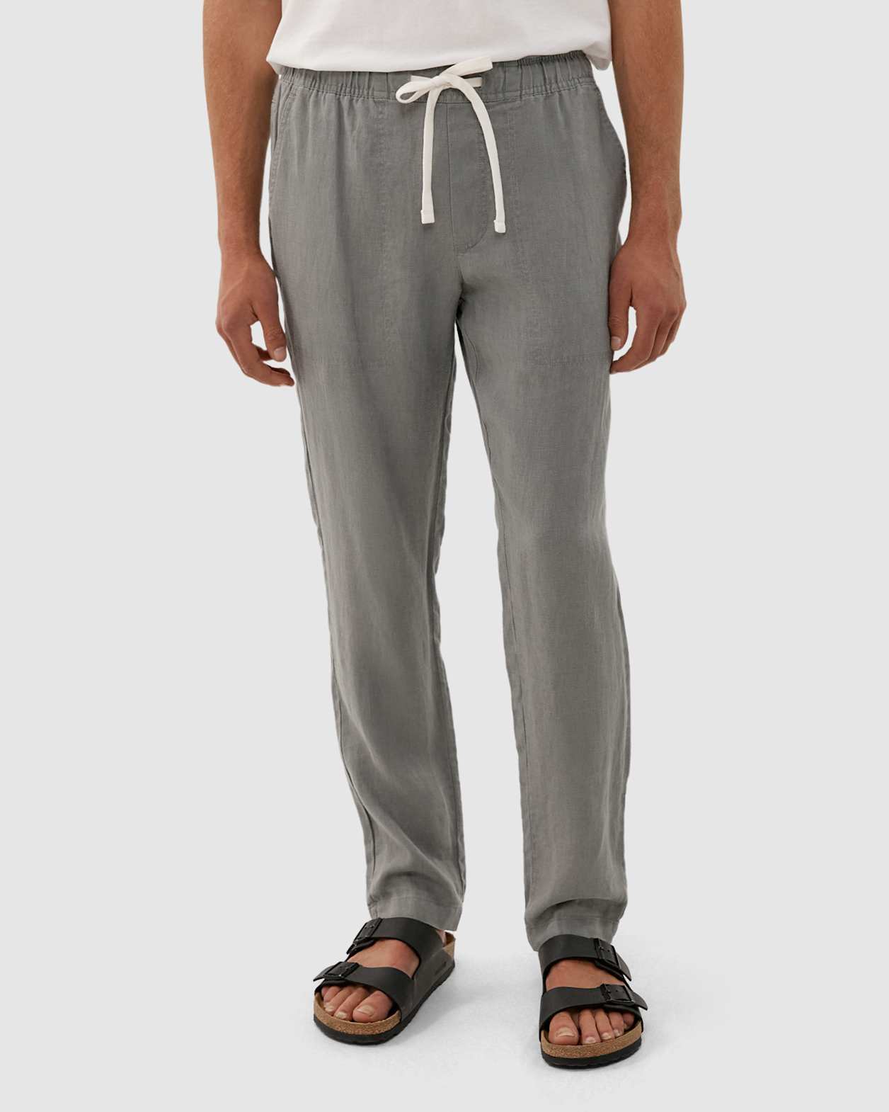 Linen Pull On Pant in GREEN SMOKE