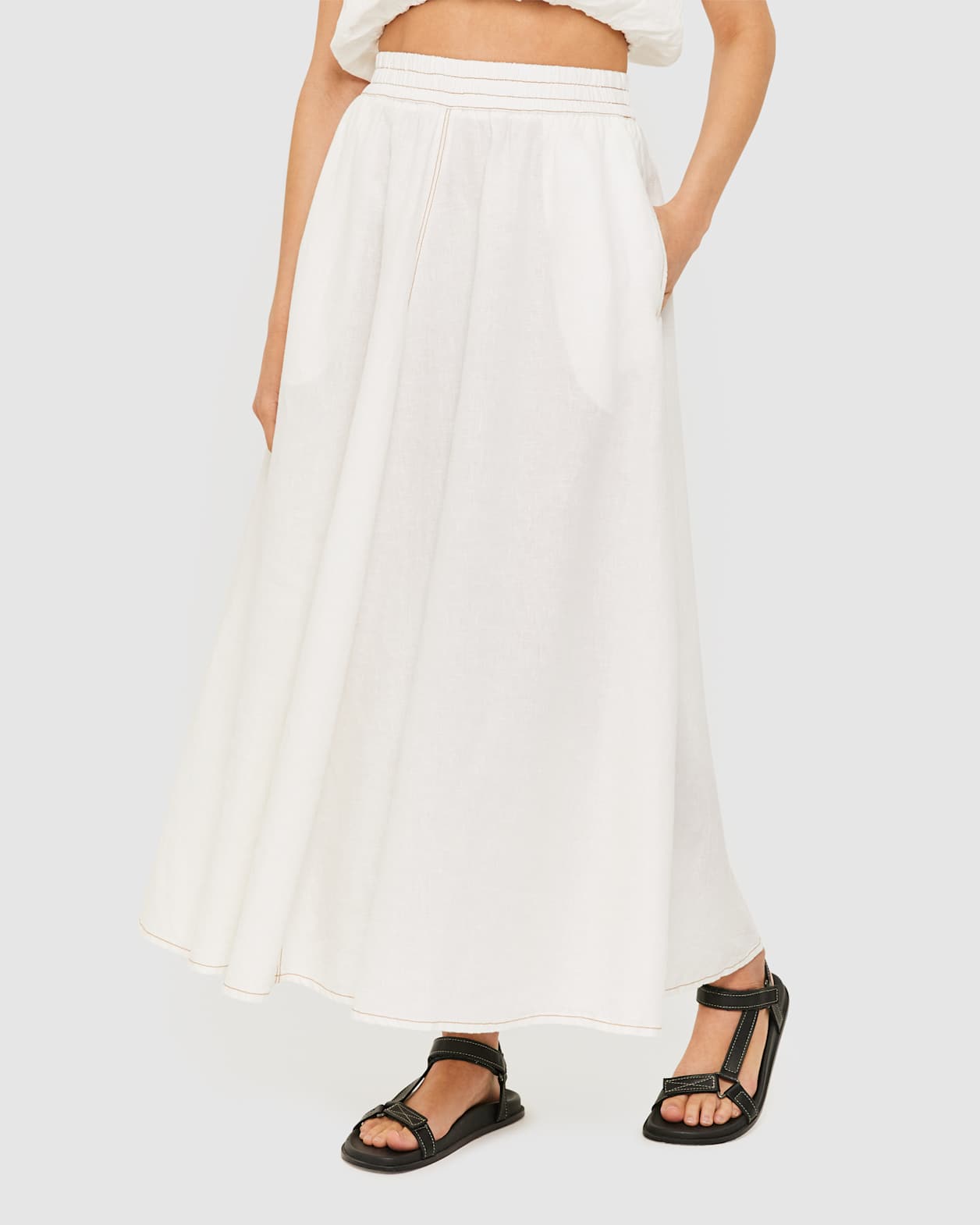 Sabine Split Detail Skirt in WHITE