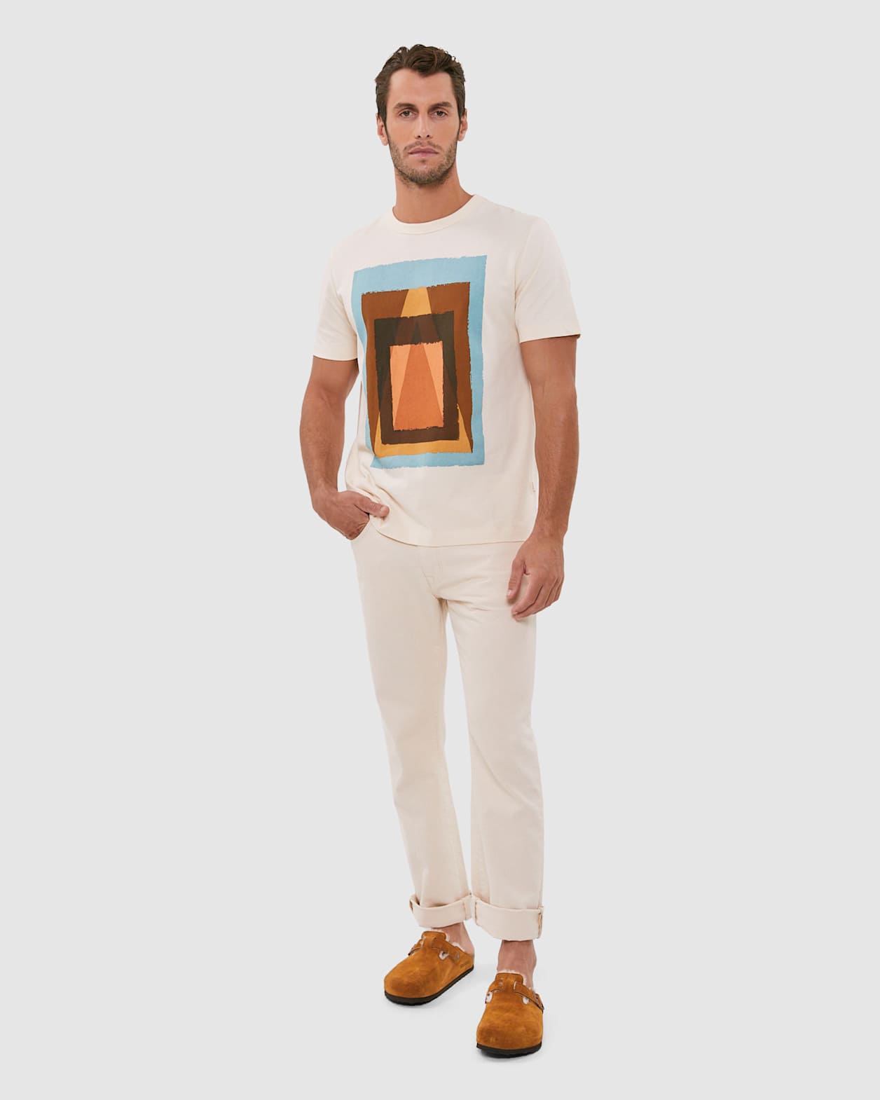 Placement Square Print Tee in MULTI YELLOW