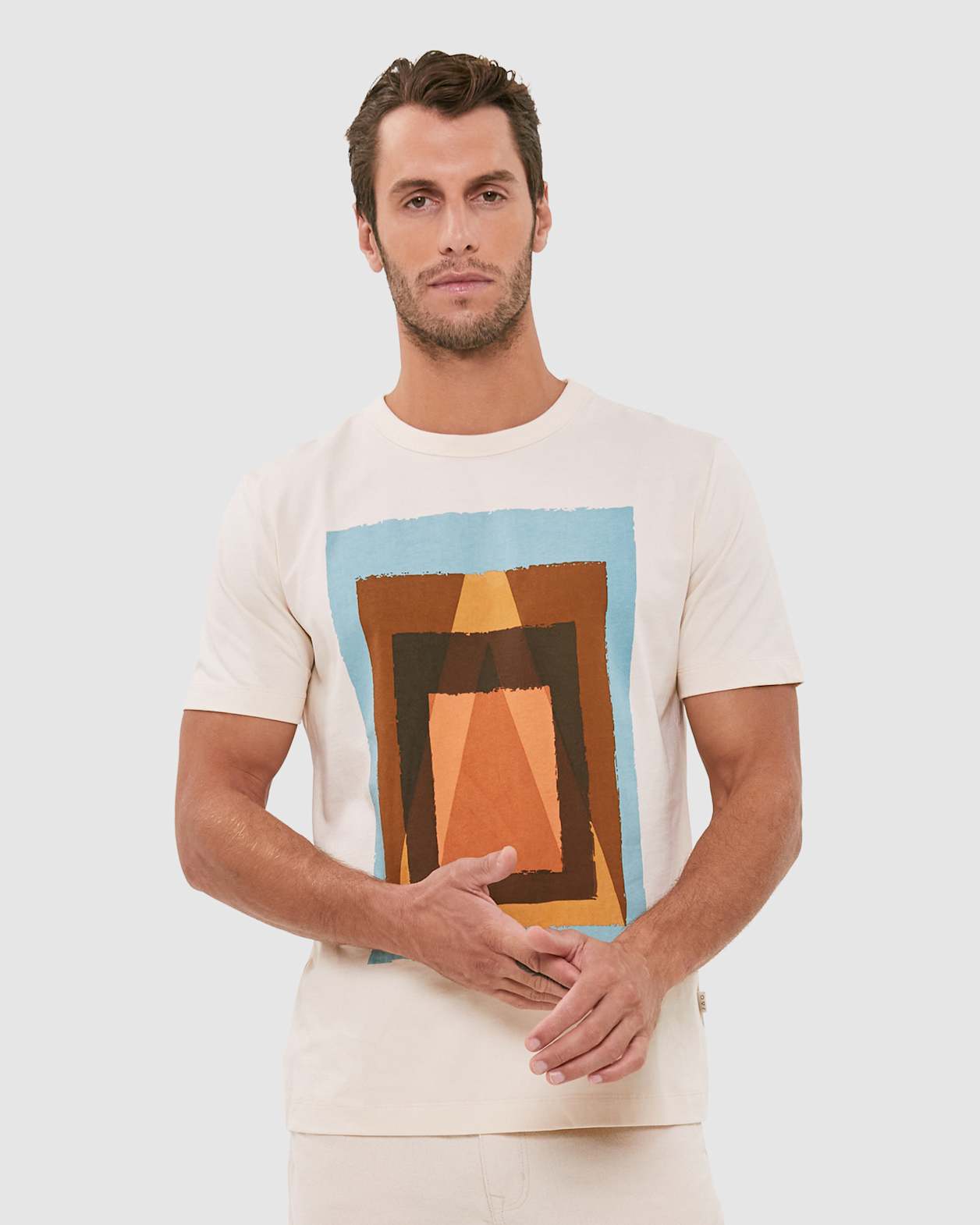 Placement Square Print Tee in MULTI YELLOW