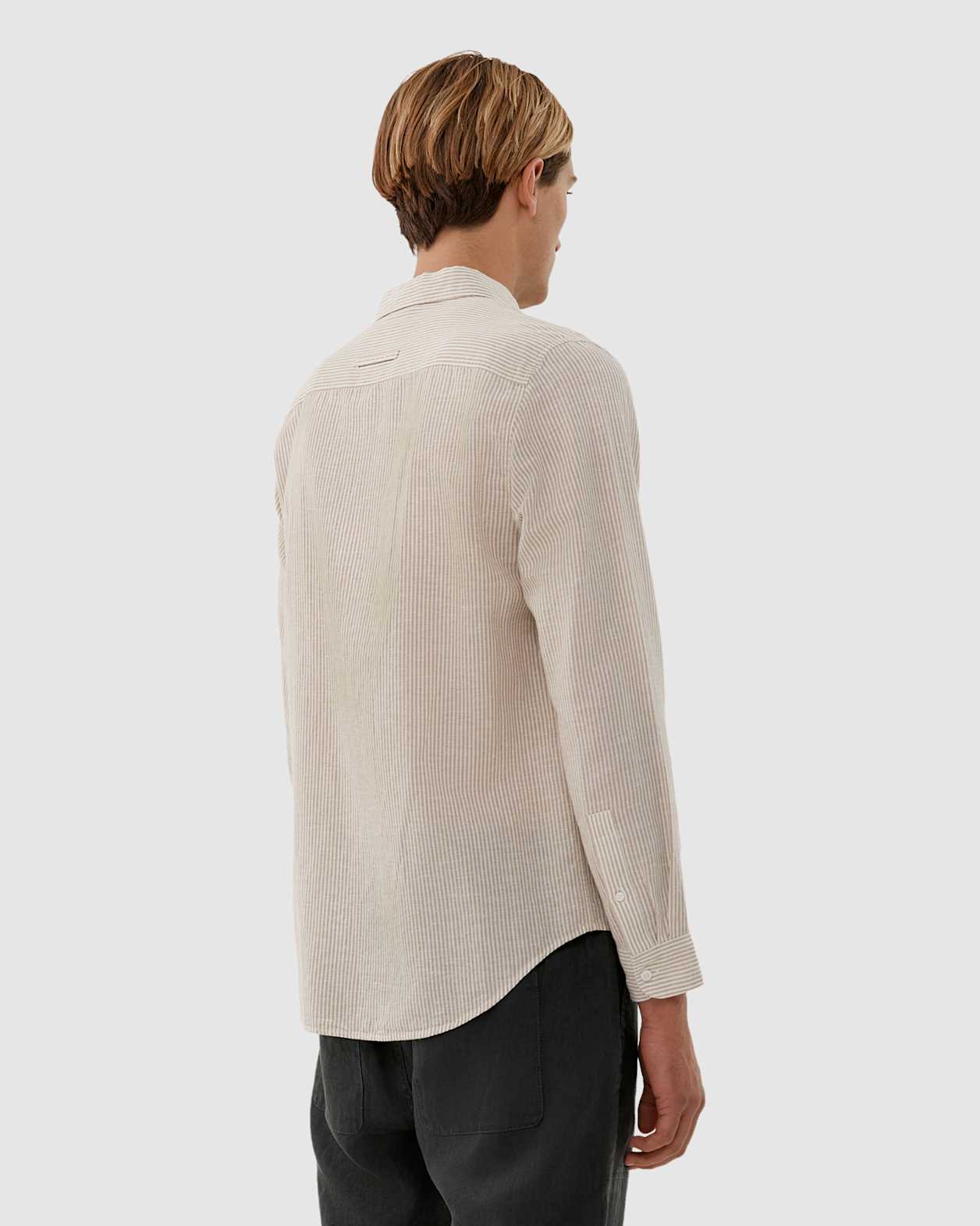 Stripe Lyocell Linen Shirt in WHITE/GELATO