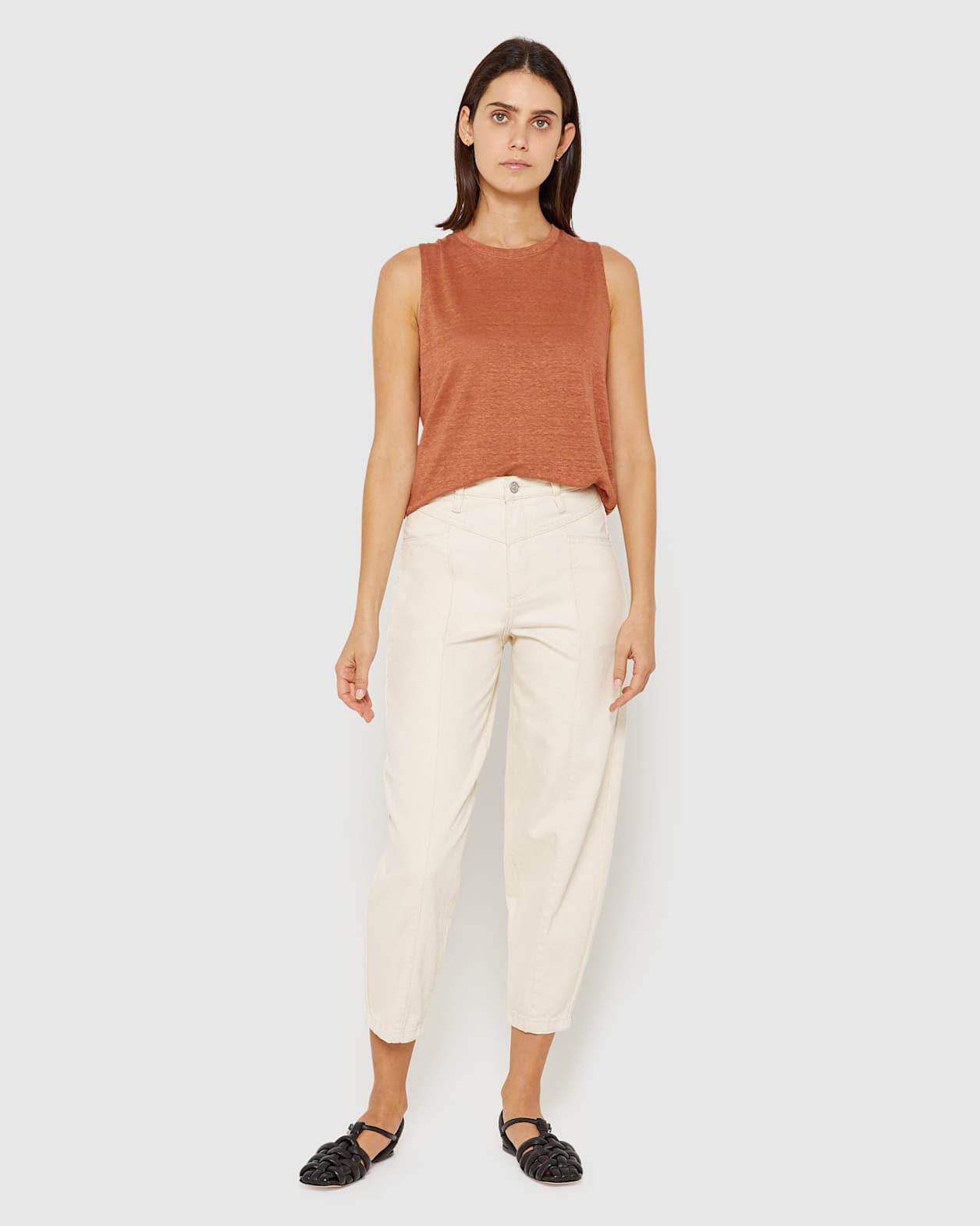 Ava Linen Tank in RUST