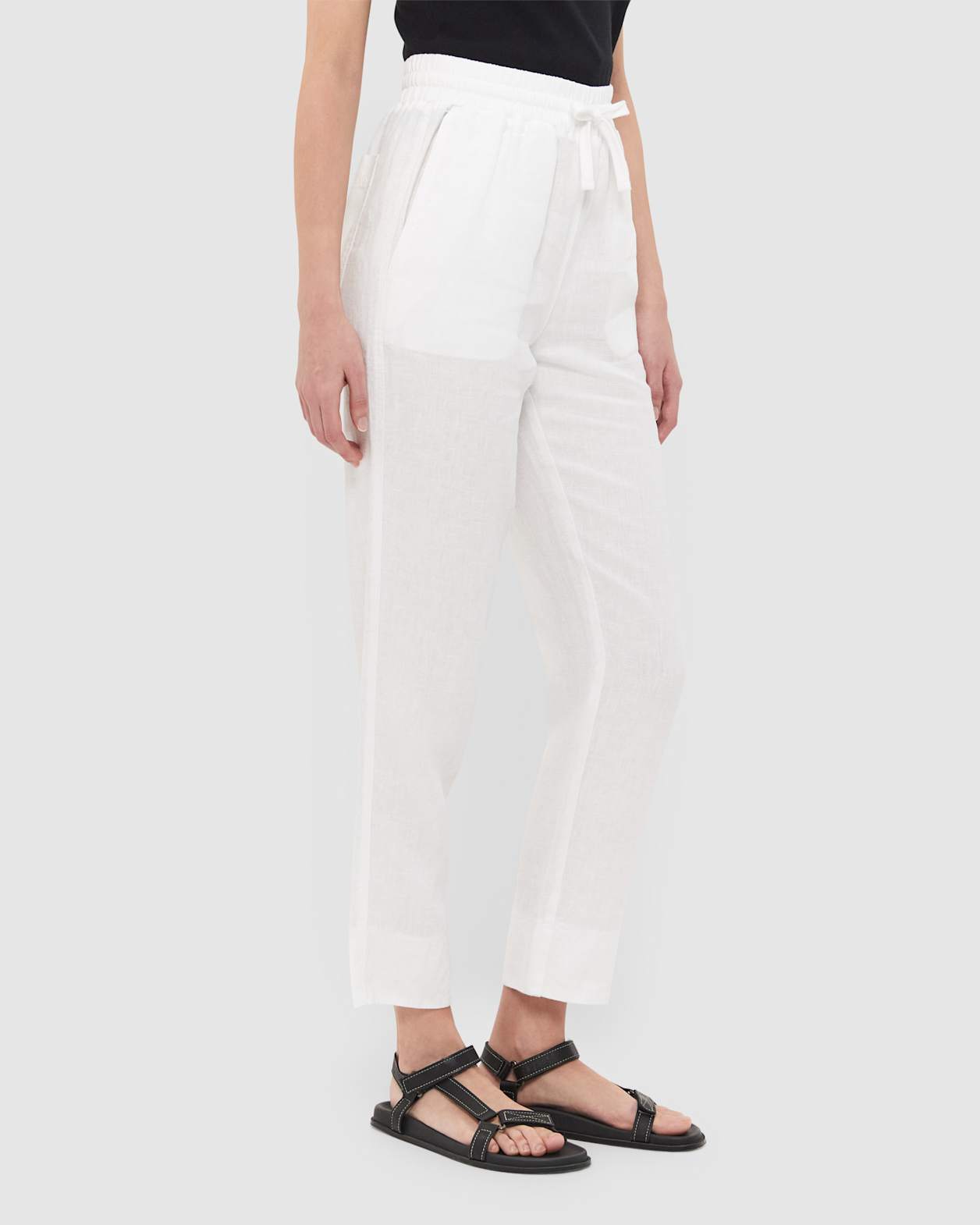 Linen Pull On Pant in WHITE