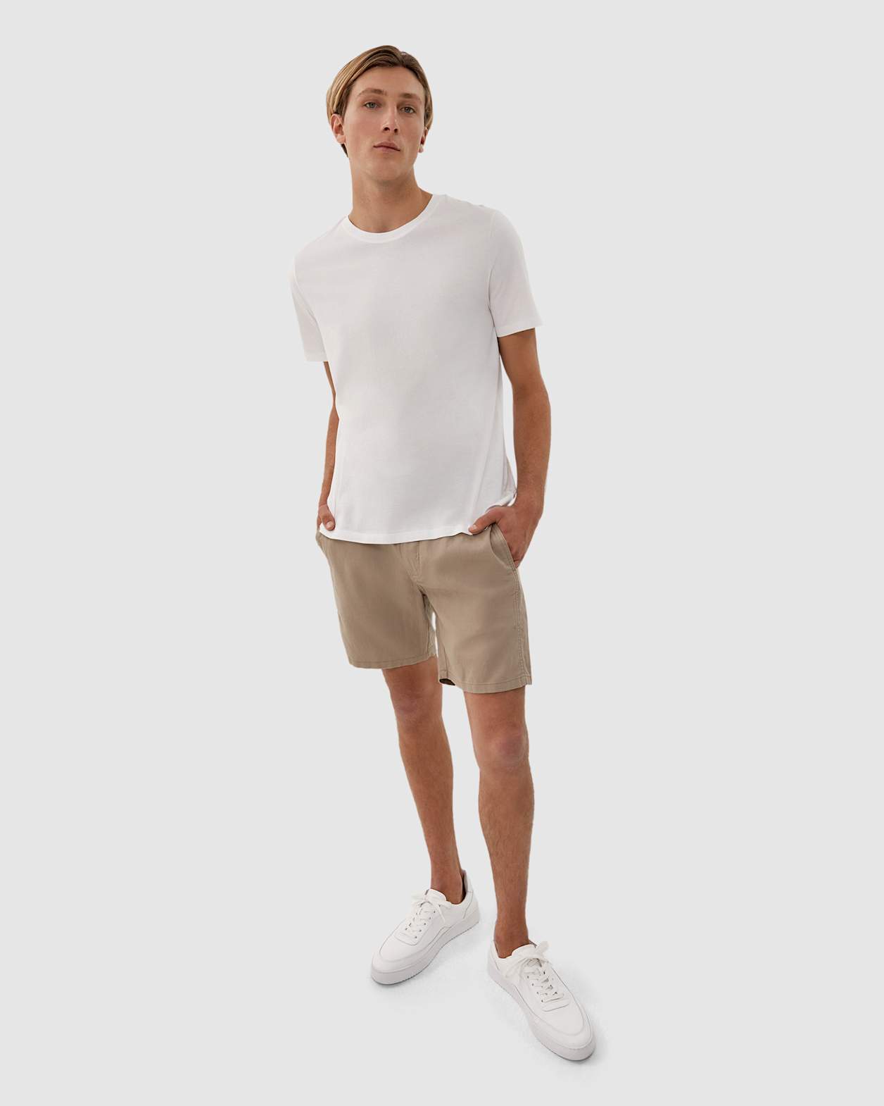 Cotton Linen Chino Short in SANDSTONE