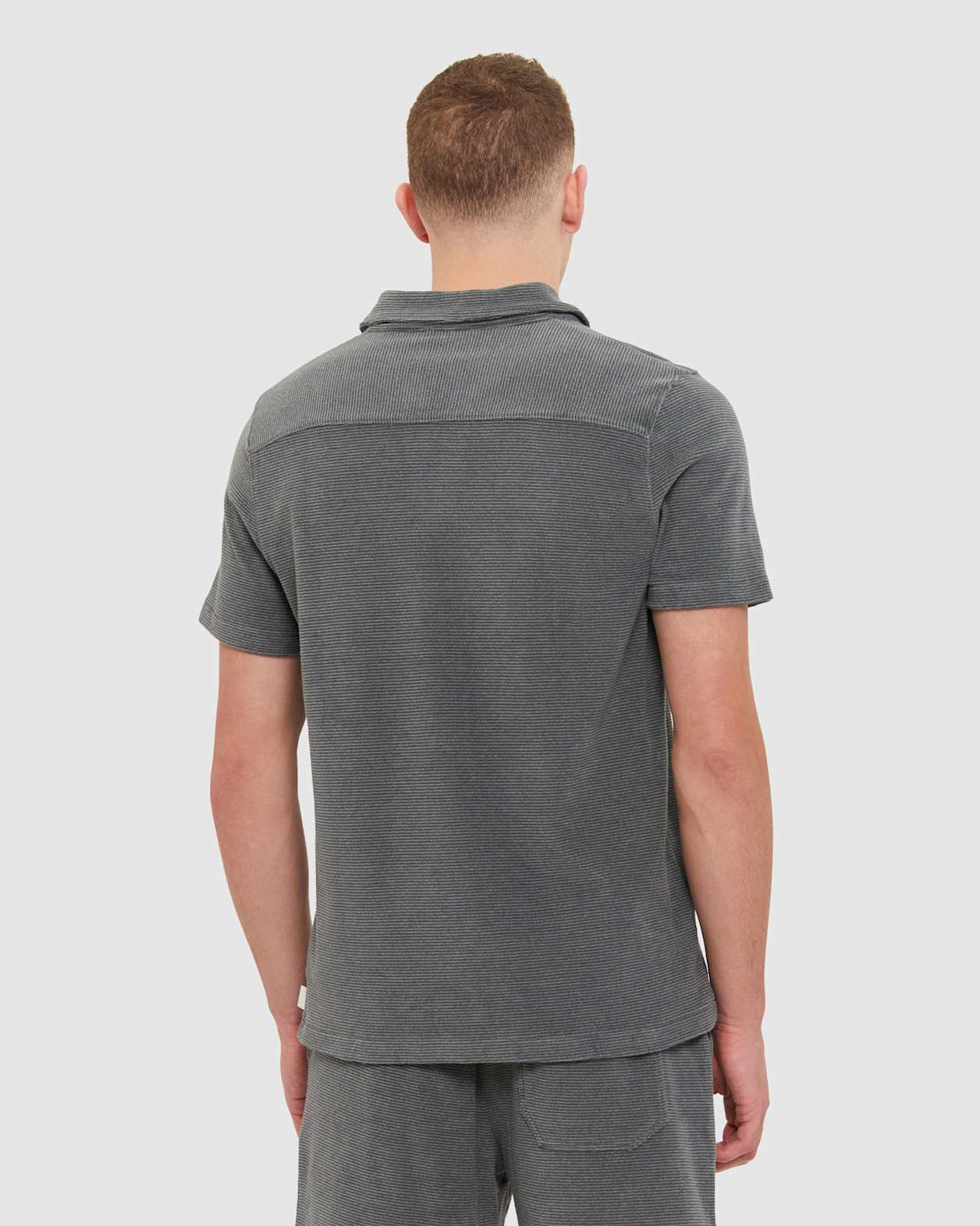 Short Sleeve Terry Polo in GUNMETAL