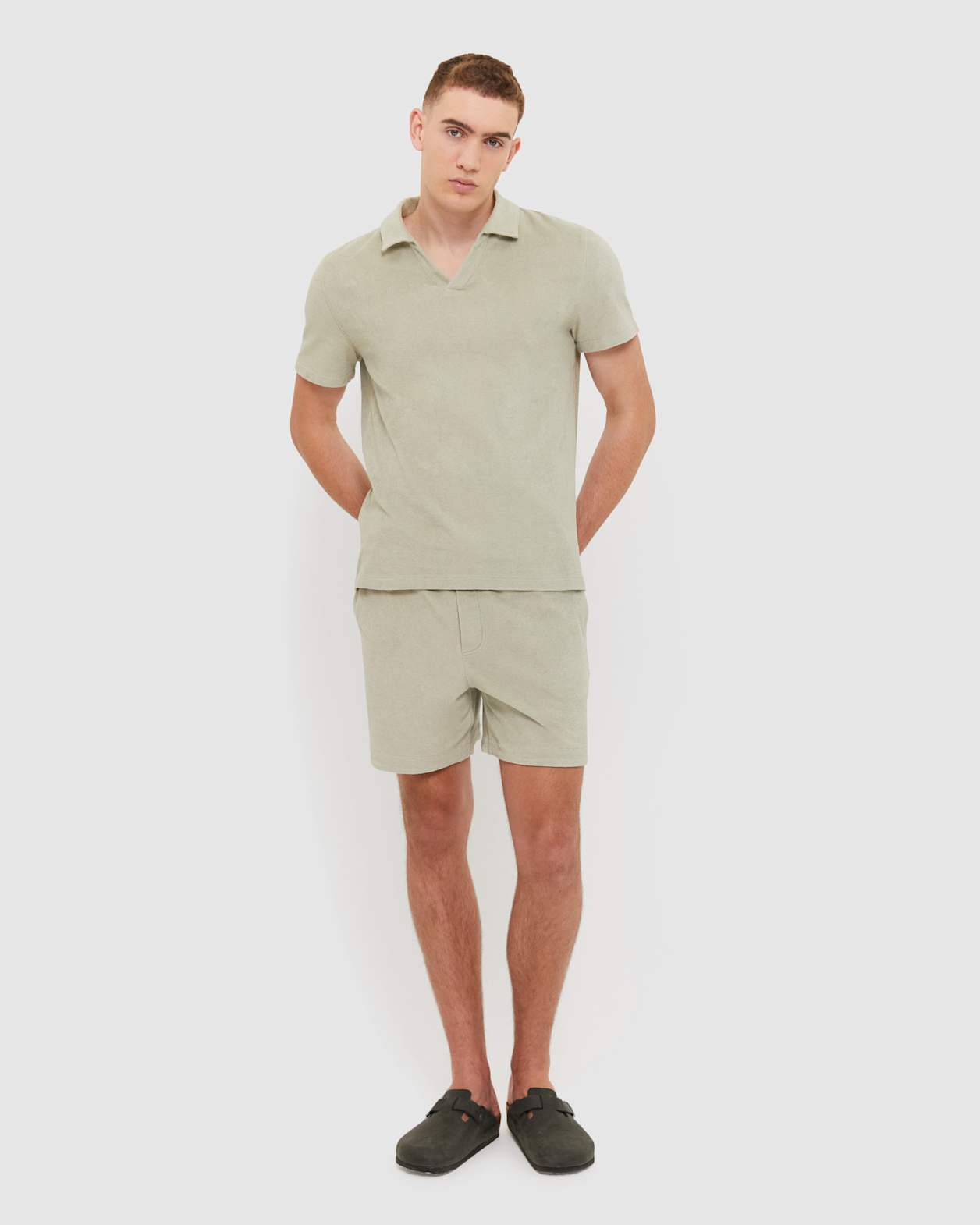 Short Sleeve Terry Polo in PISTACHIO