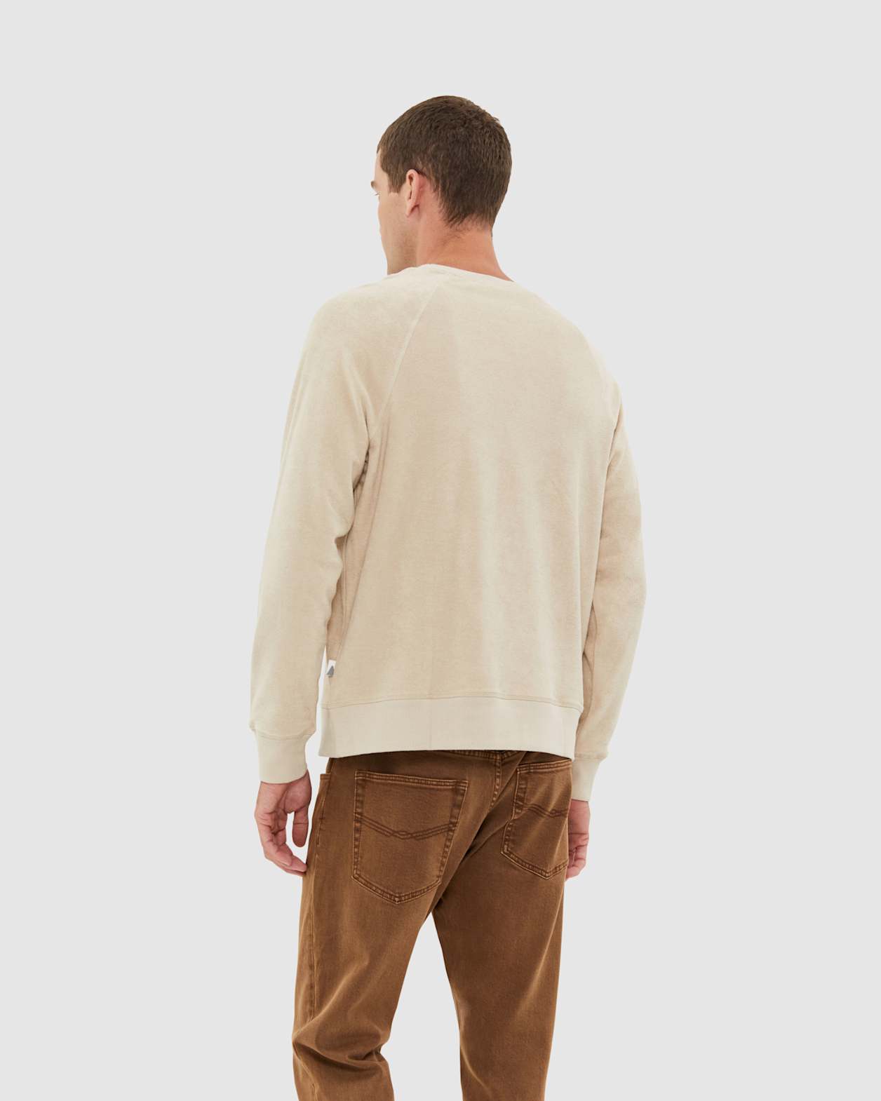 Jag Logo Terry Crewneck in STONE