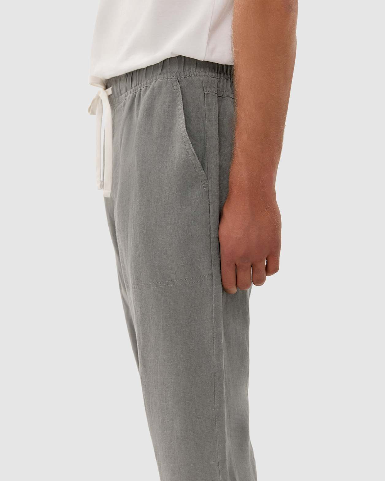 Linen Pull On Pant in GREEN SMOKE