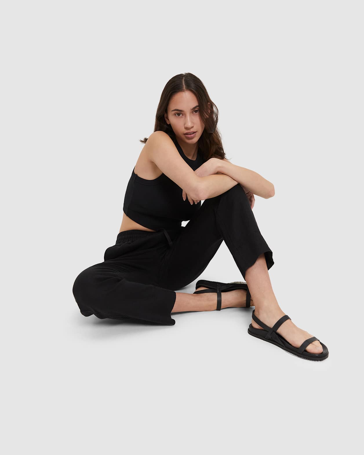 Linen Pull On Pant in BLACK