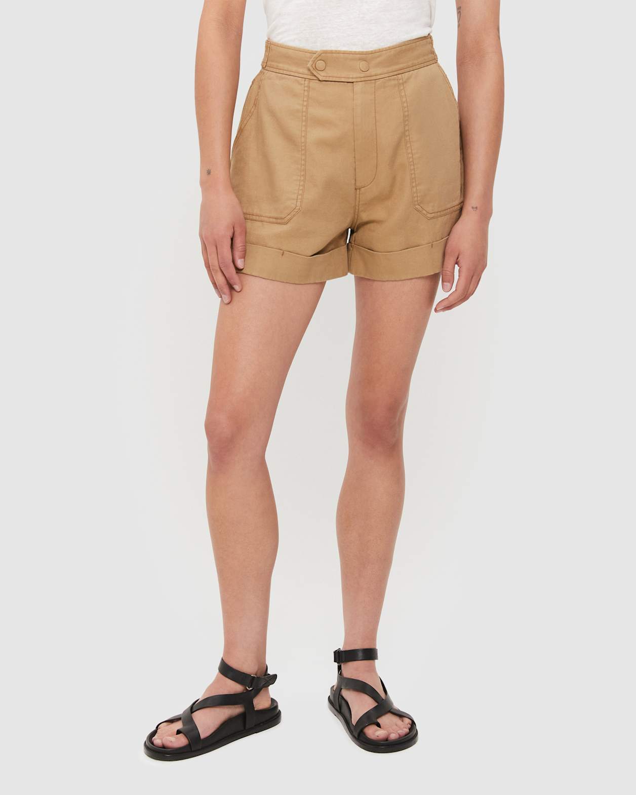 Maya Cotton Linen Short in CAMEL