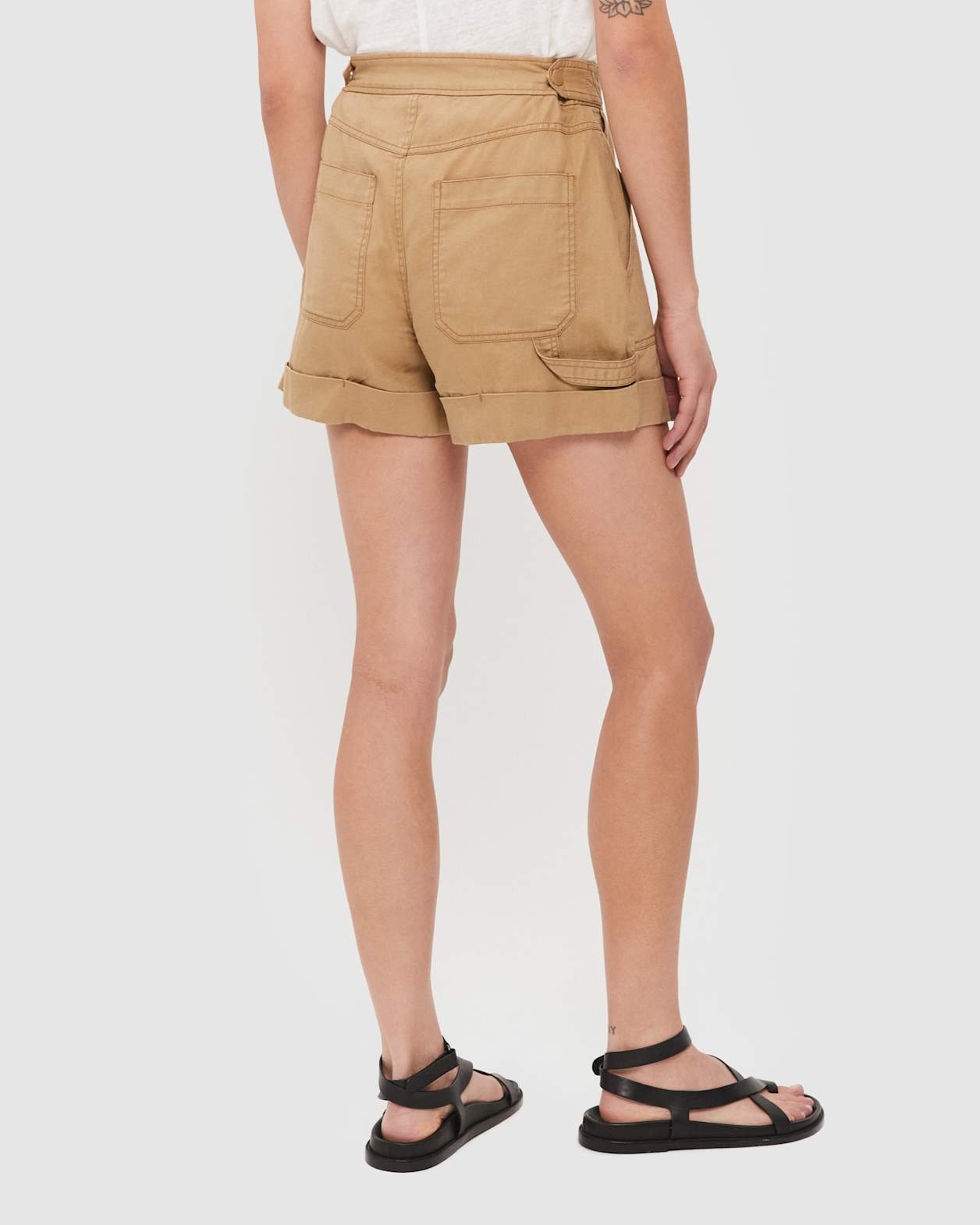 Maya Cotton Linen Short in CAMEL