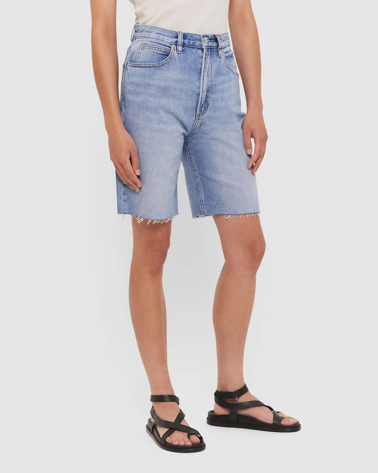 Tyla Denim Longline Short in BANDIT WASH