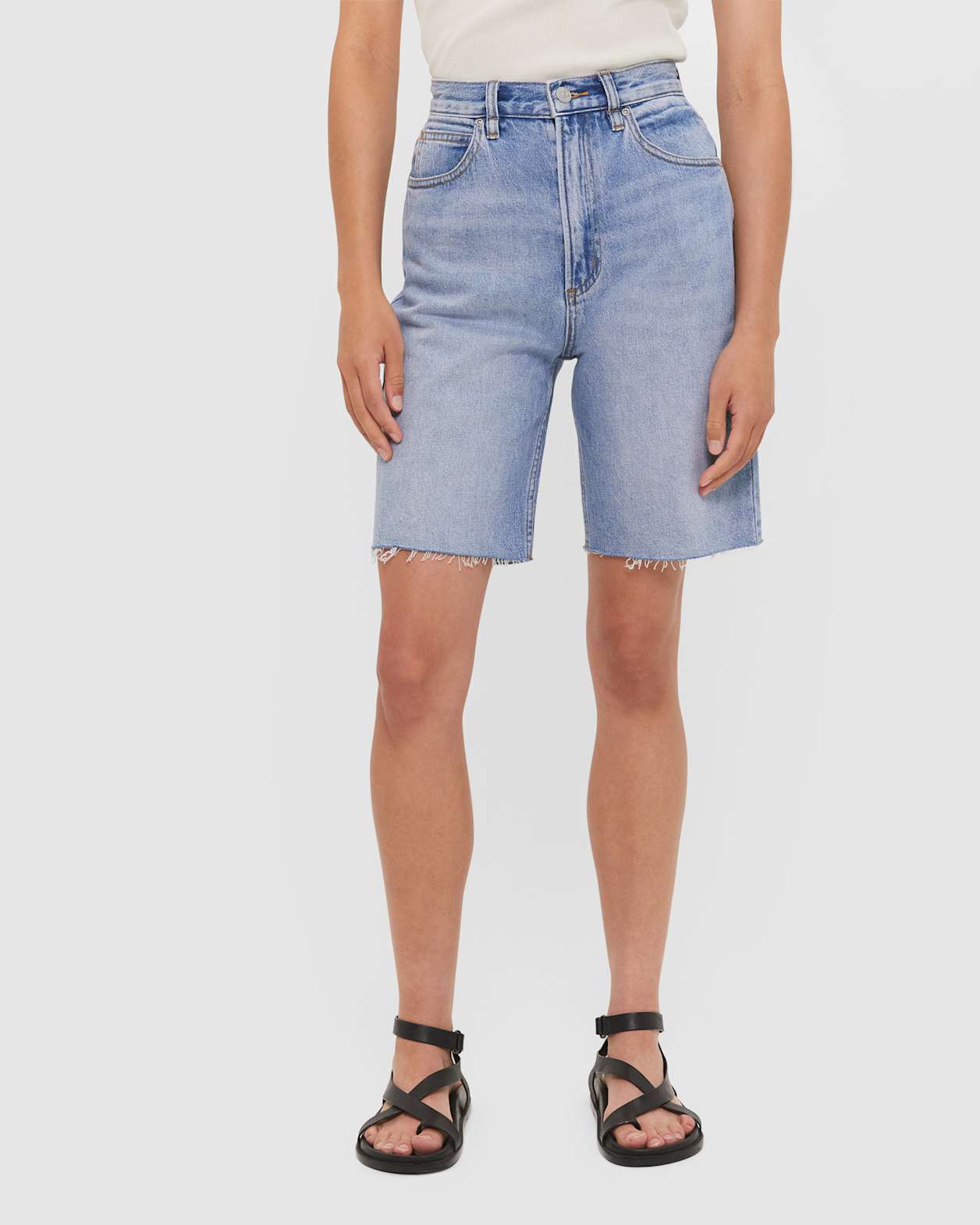 Tyla Denim Longline Short in BANDIT WASH