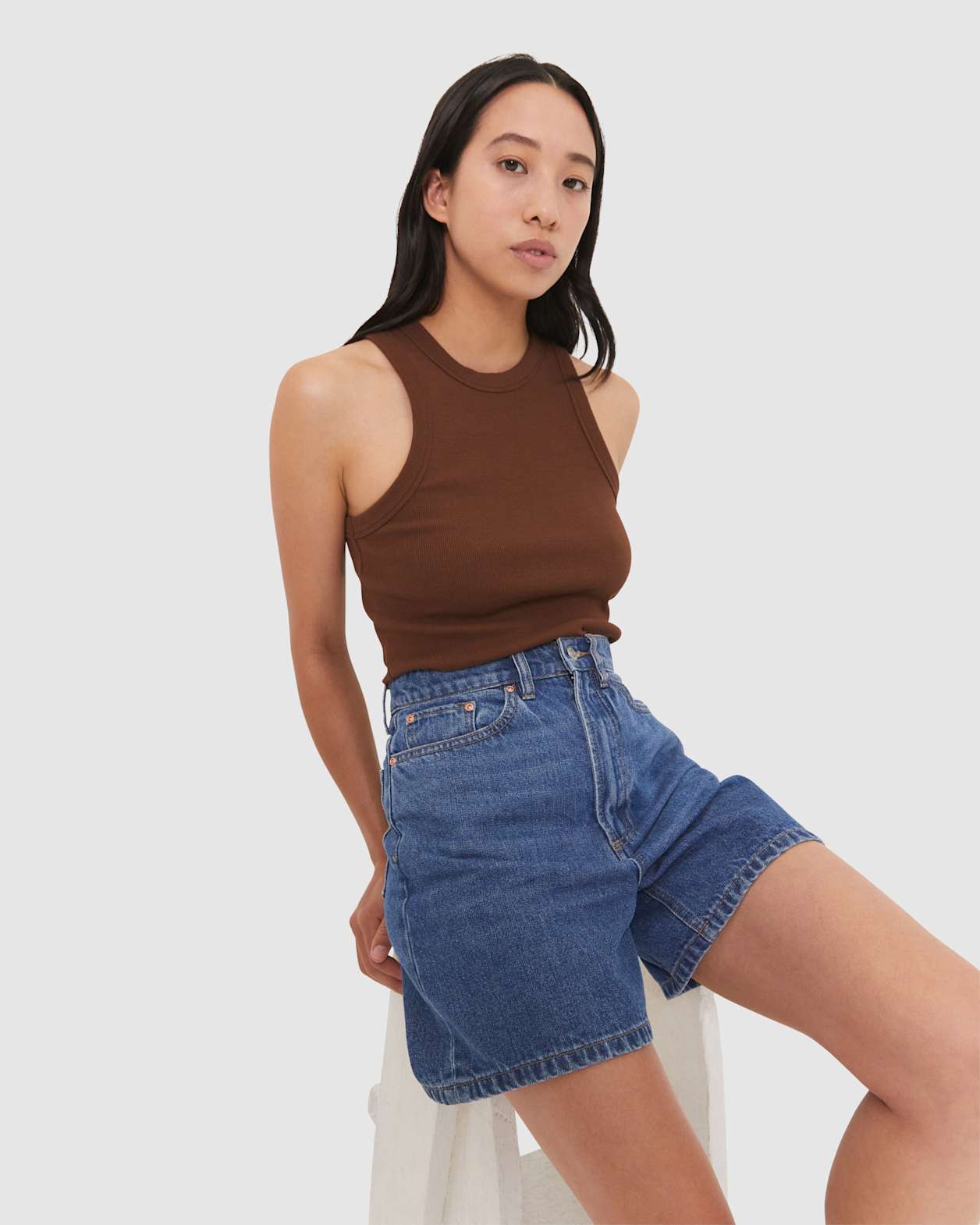 Frankie Denim Short in MID BLUE