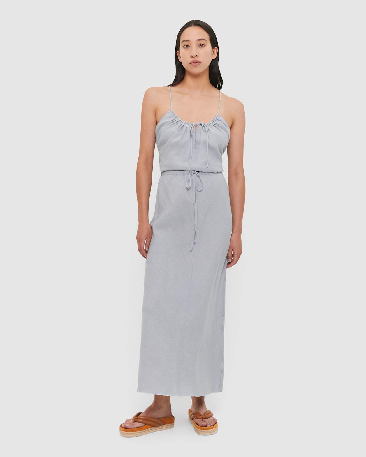 Easy Linen Slip Skirt in SKY