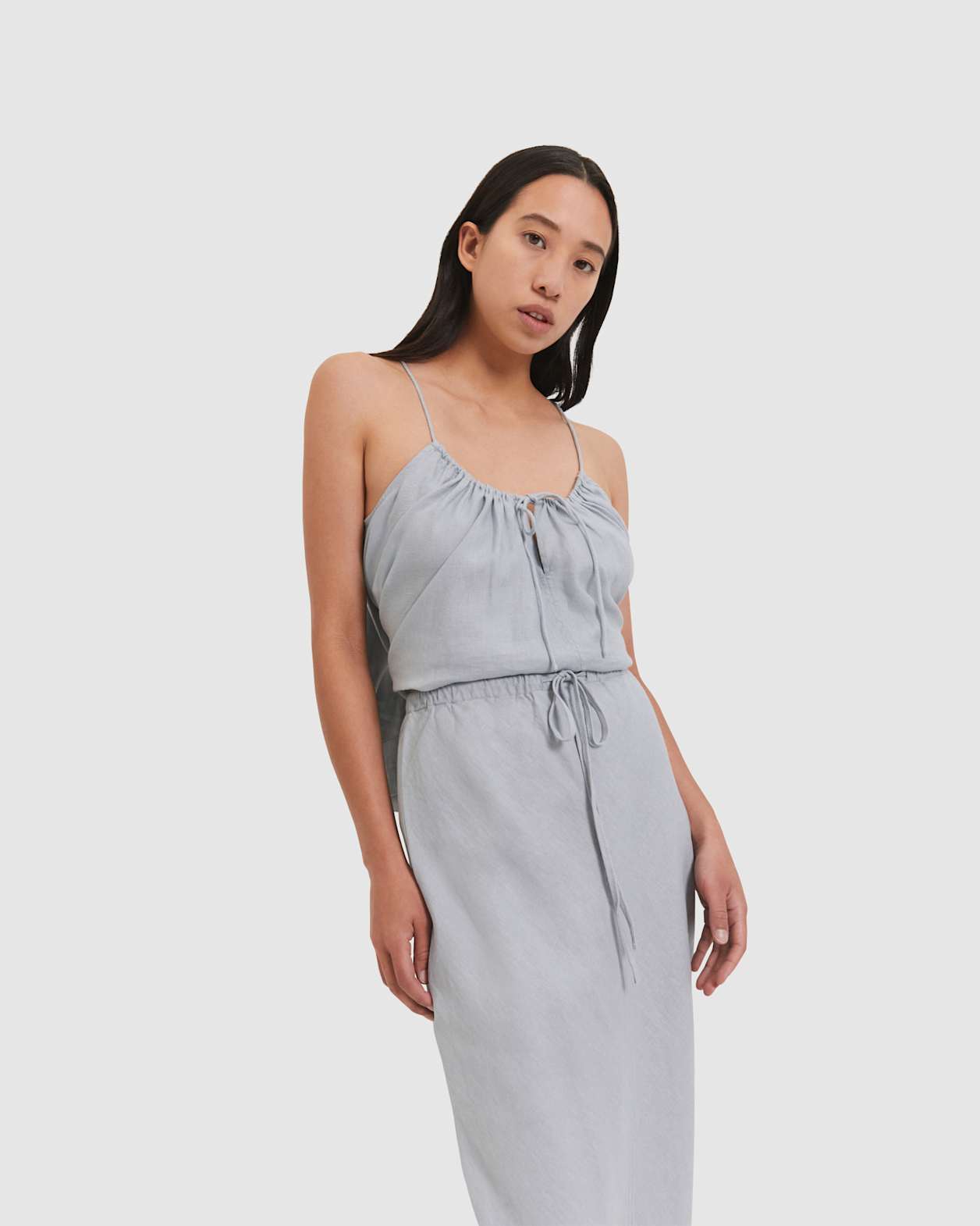 Easy Linen Slip Skirt in SKY