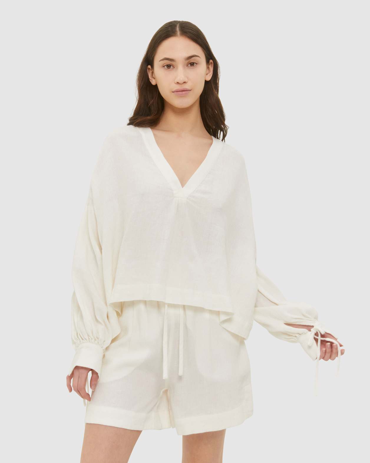 Margot V Neck Blouse in WHITE