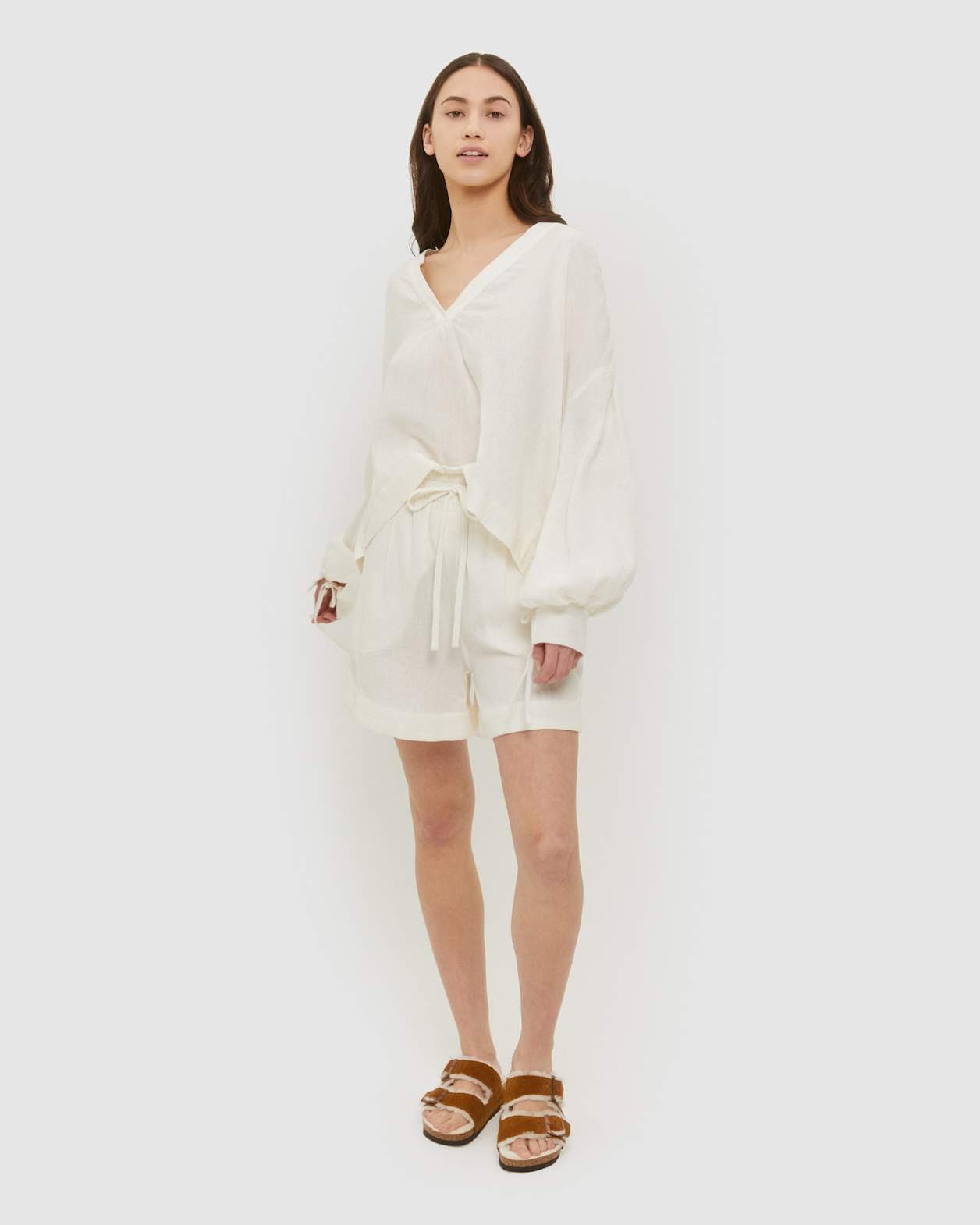 Margot V Neck Blouse in WHITE