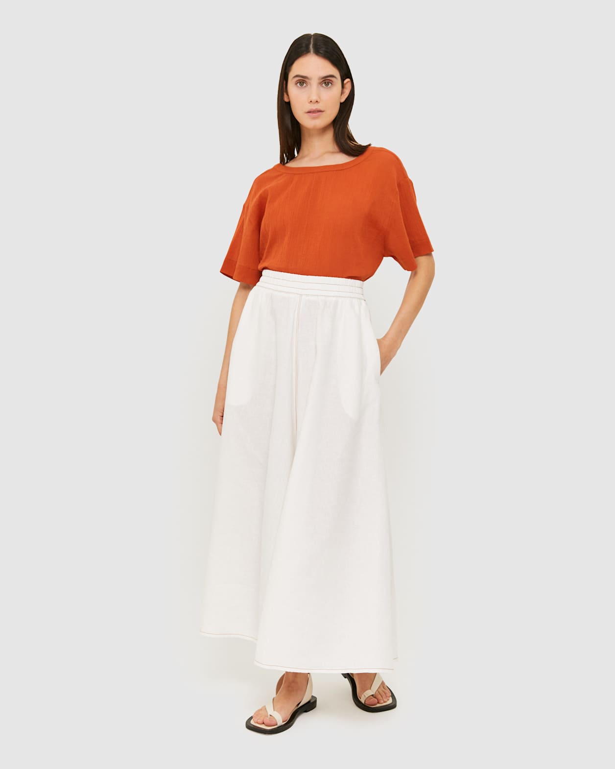 Blair Crinkle Top in BURNT ORANGE