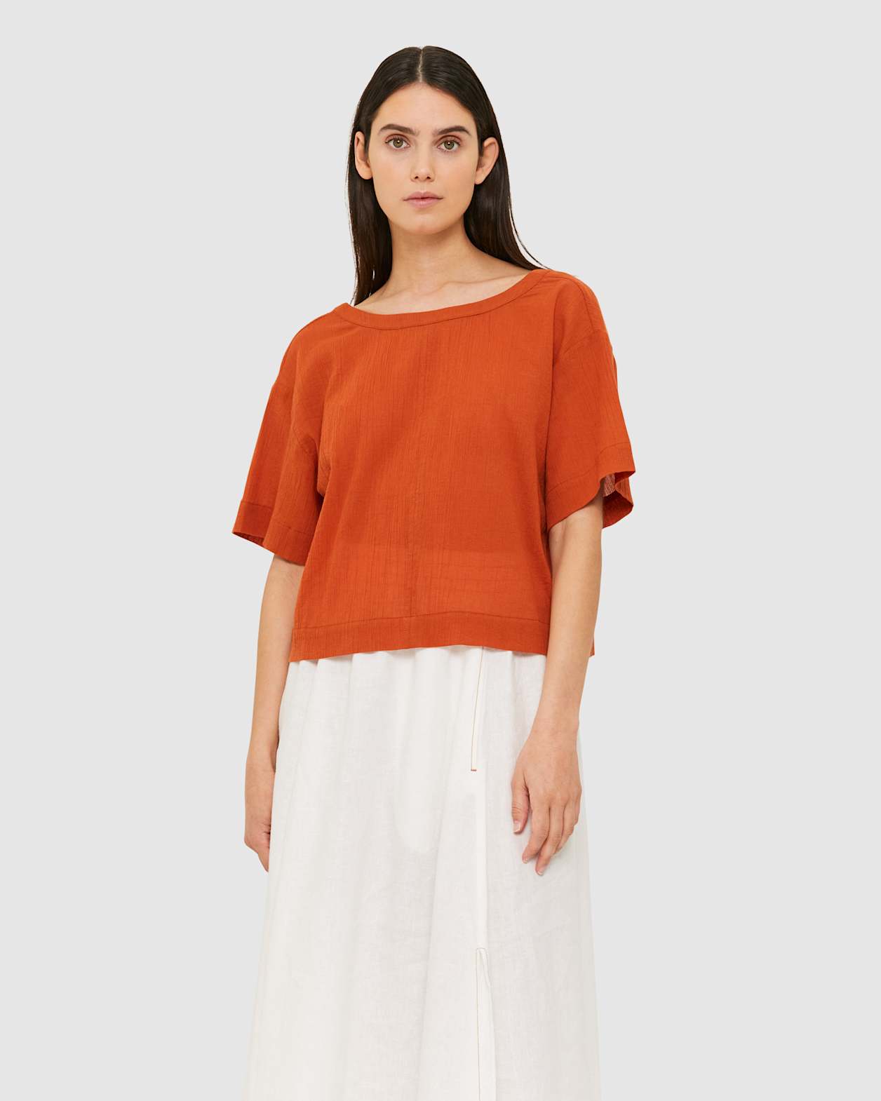 Blair Crinkle Top in BURNT ORANGE