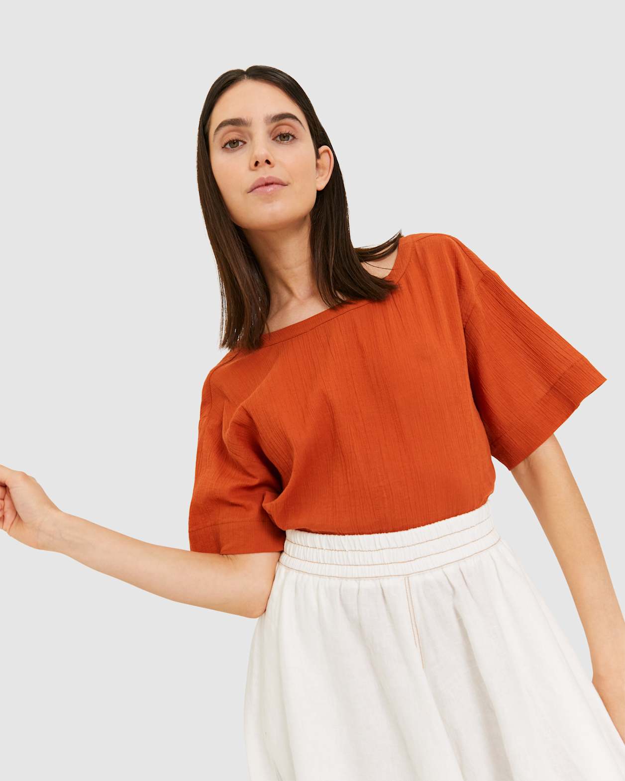Blair Crinkle Top in BURNT ORANGE
