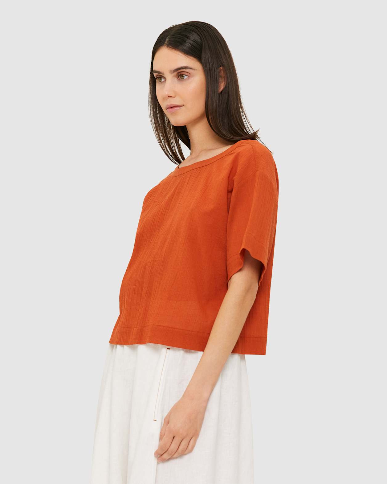 Blair Crinkle Top in BURNT ORANGE