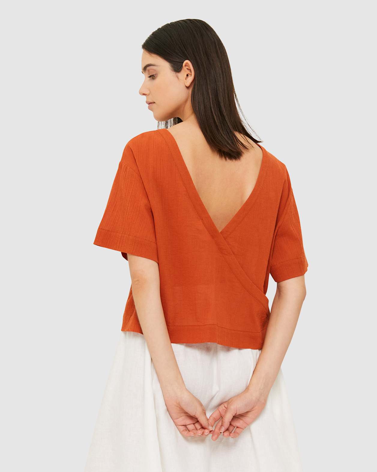 Blair Crinkle Top in BURNT ORANGE