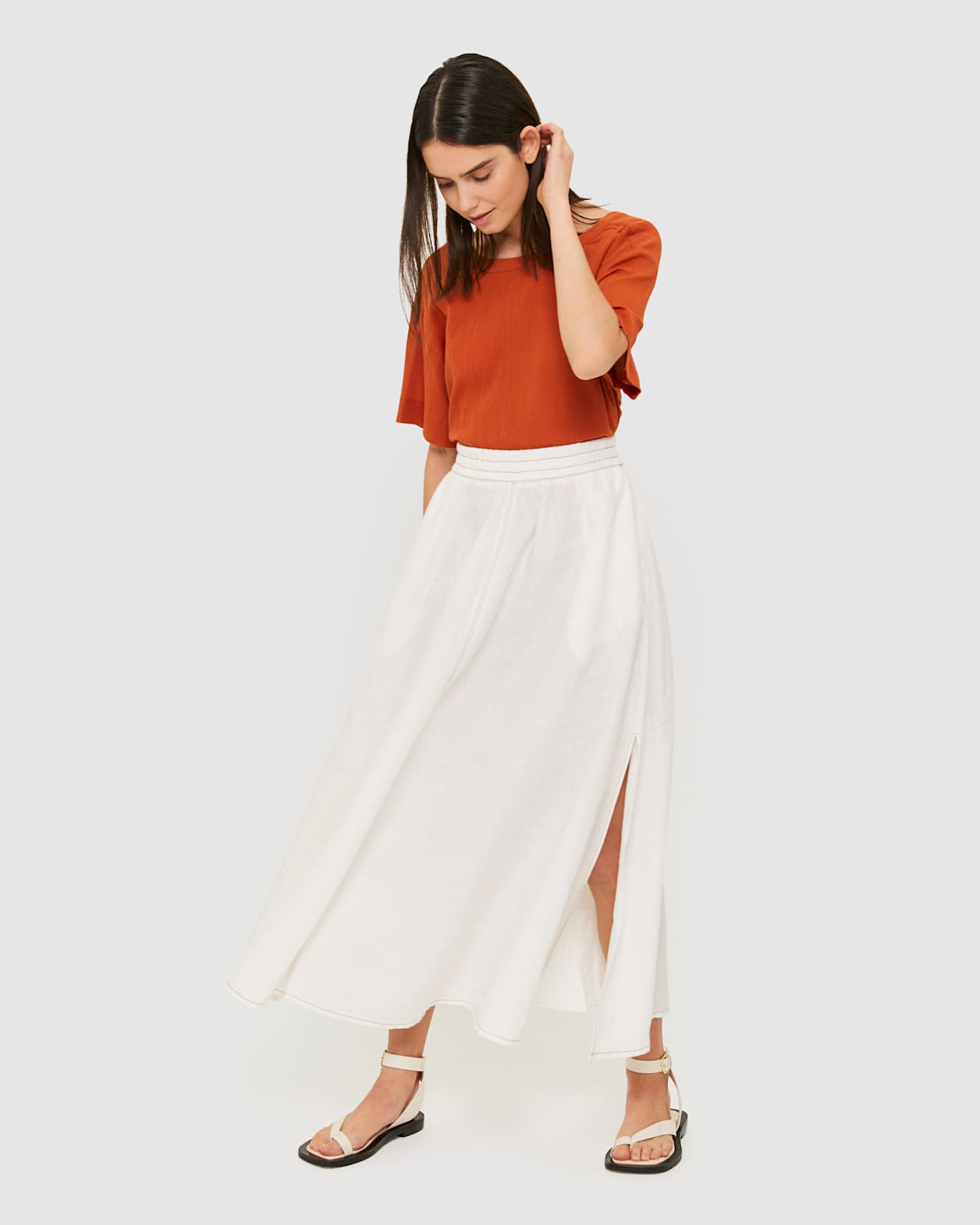 Blair Crinkle Top in BURNT ORANGE