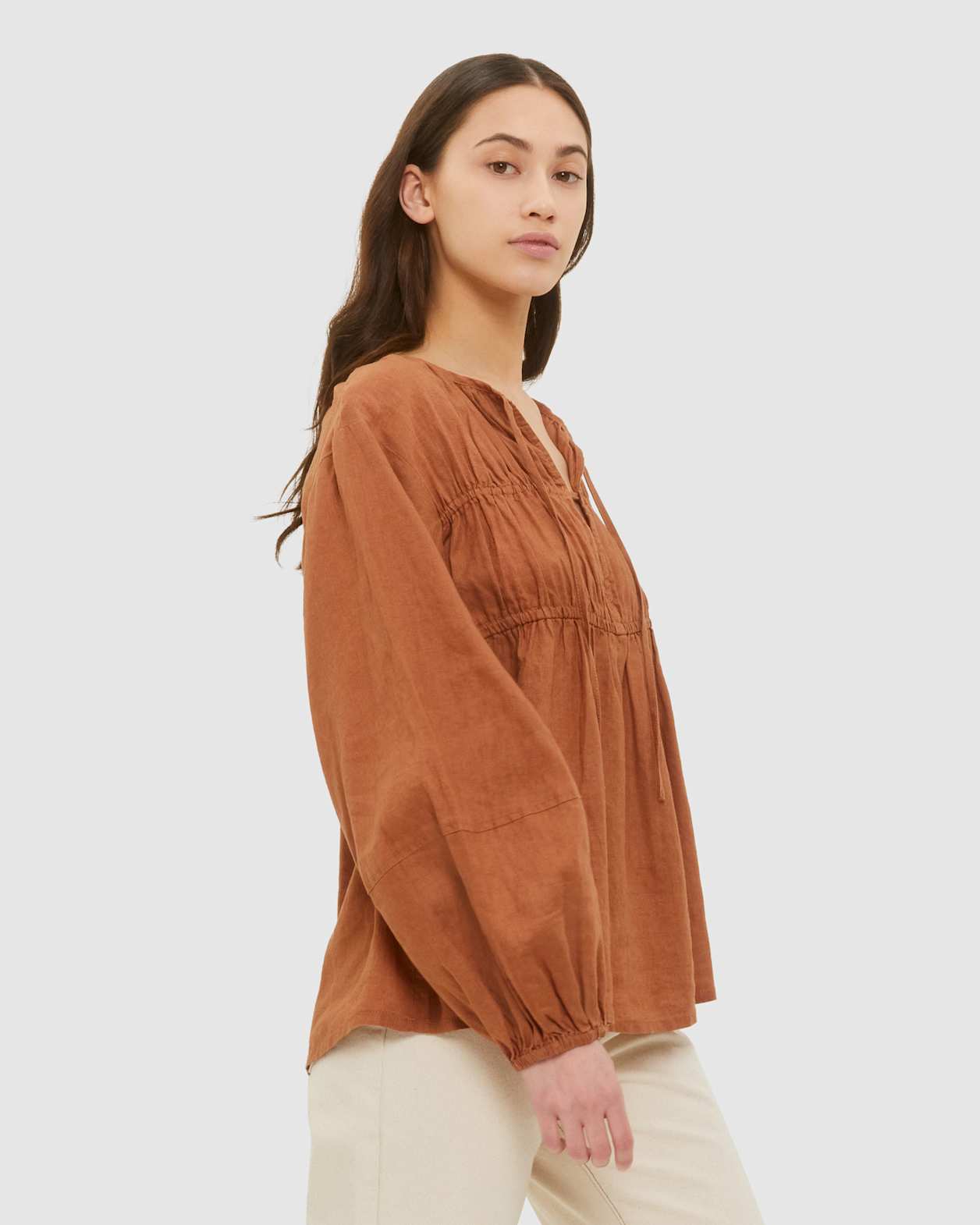 Sutton Linen Top in RUST