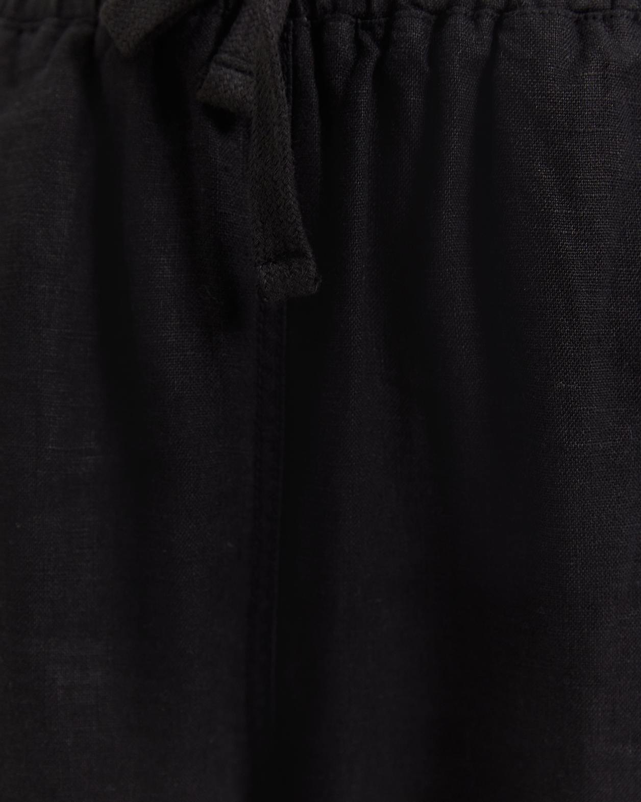 Linen Pull On Pant in BLACK
