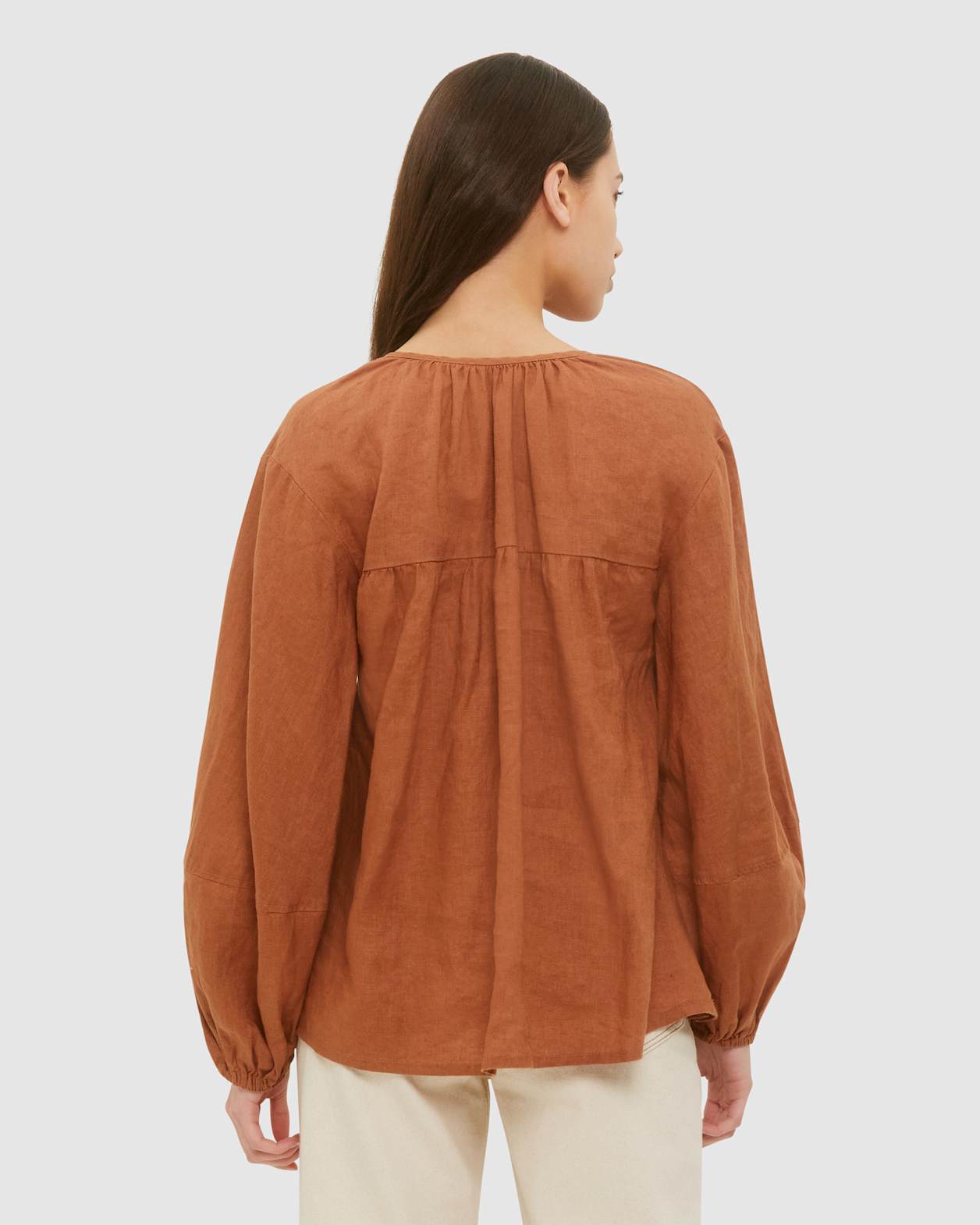 Sutton Linen Top in RUST
