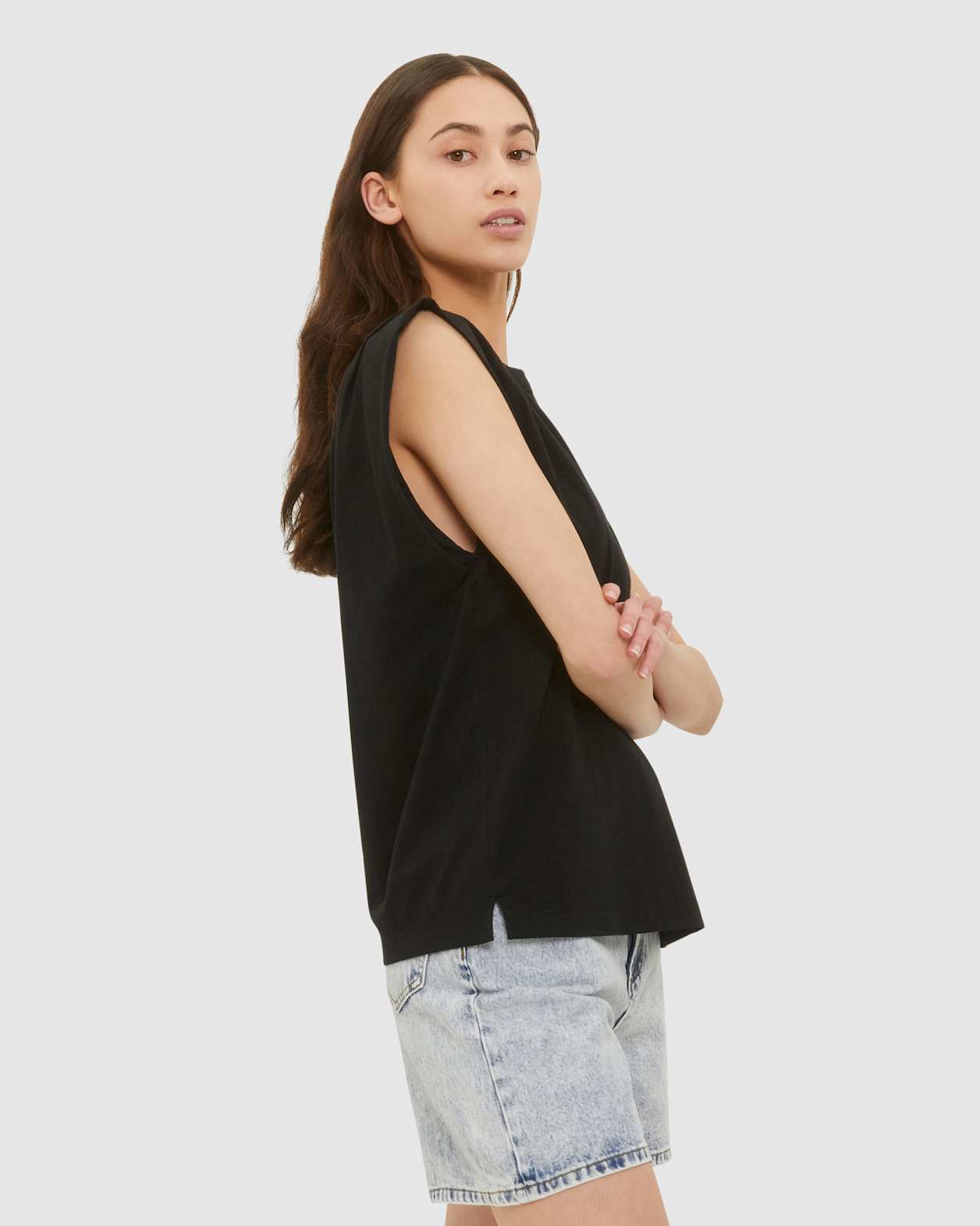 Luna Organic Cotton Tank in BLACK
