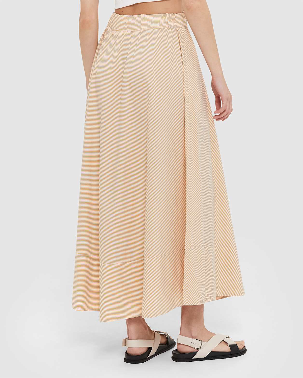 Amy Poplin Stripe Skirt in WHITE/GELATO