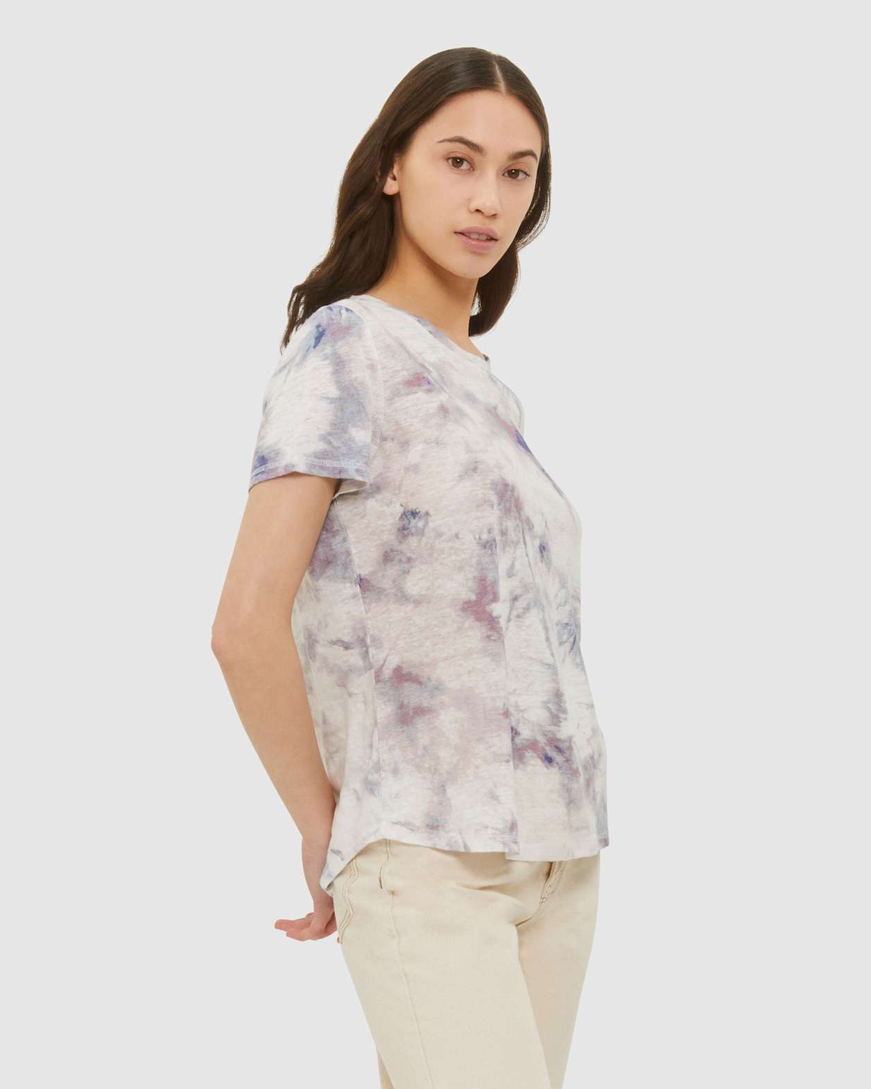 Ava Printed Linen Tee in MULTI