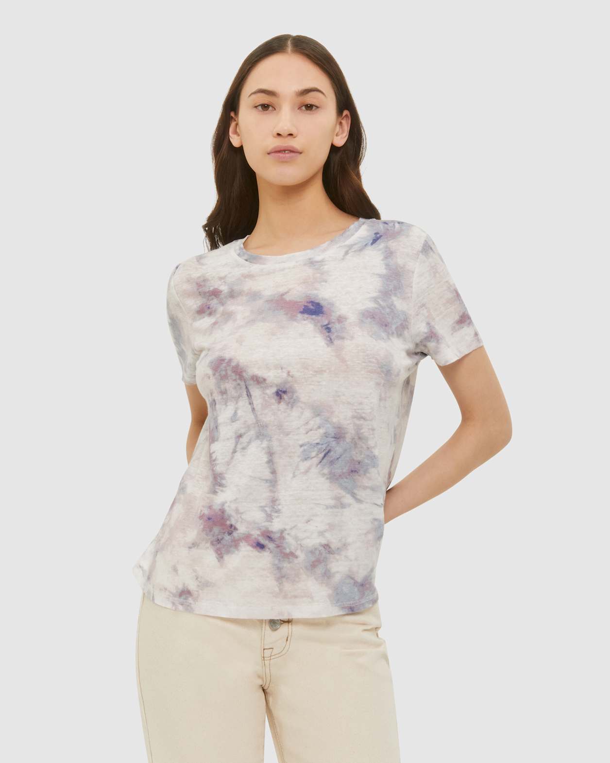 Ava Printed Linen Tee in MULTI