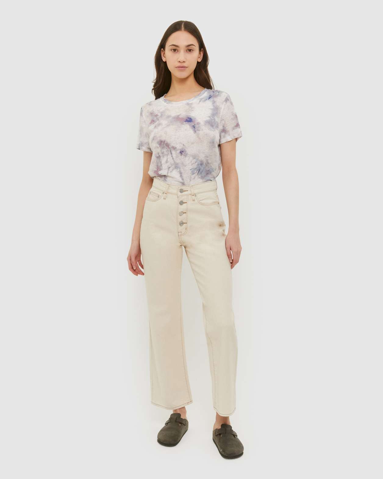 Ava Printed Linen Tee in MULTI