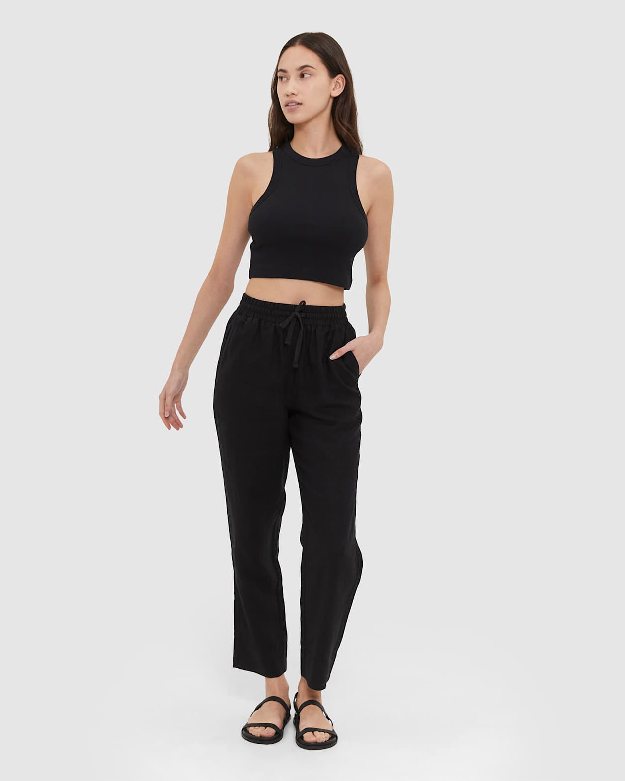 Organic Cotton Crop Tank in BLACK