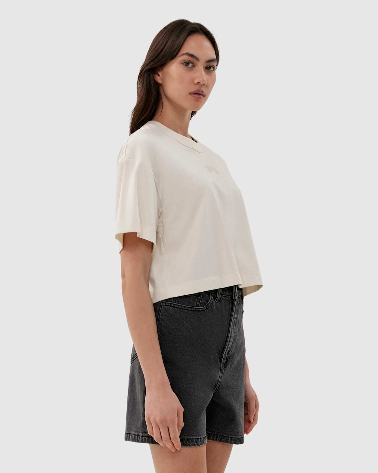 Jag Vintage Logo Crop Tee in ECRU