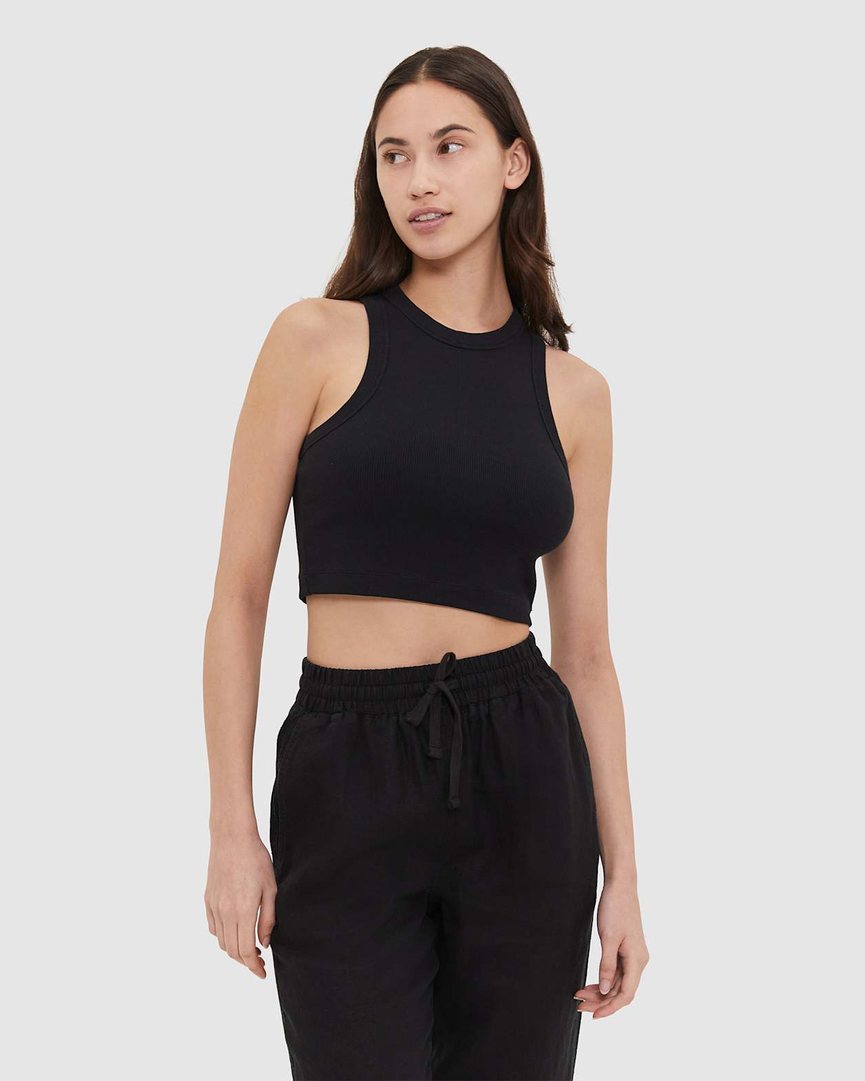 Organic Cotton Crop Tank in BLACK
