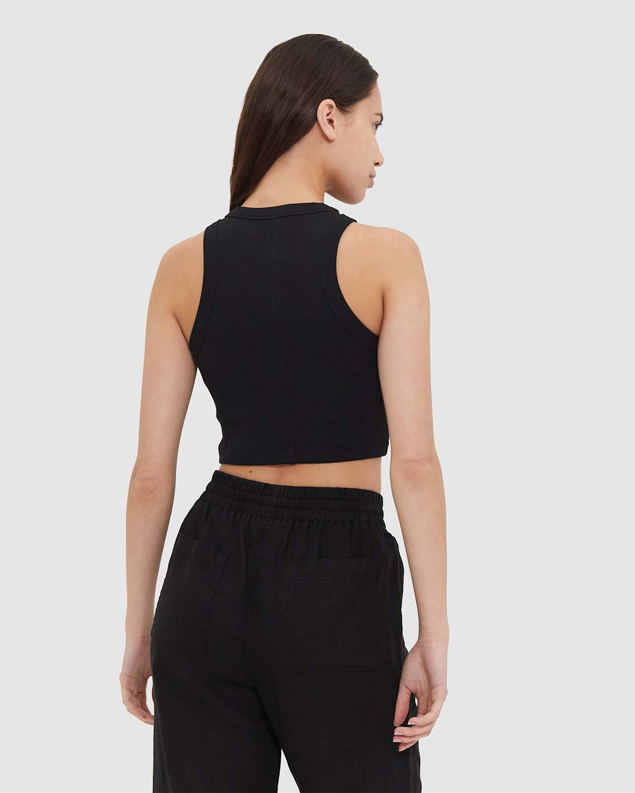 Organic Cotton Crop Tank in BLACK