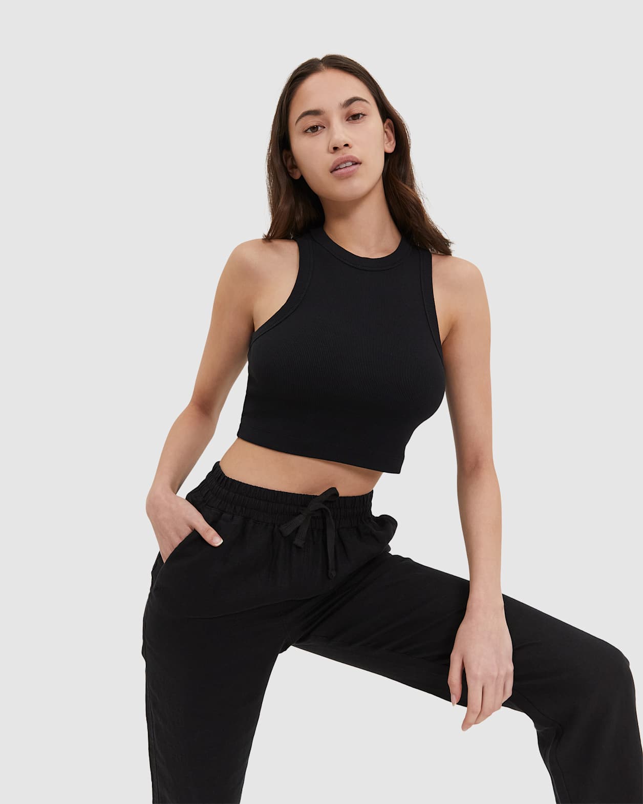 Organic Cotton Crop Tank in BLACK