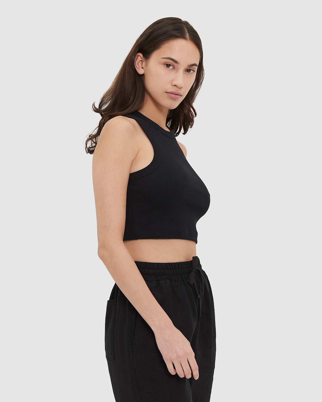 Organic Cotton Crop Tank in BLACK