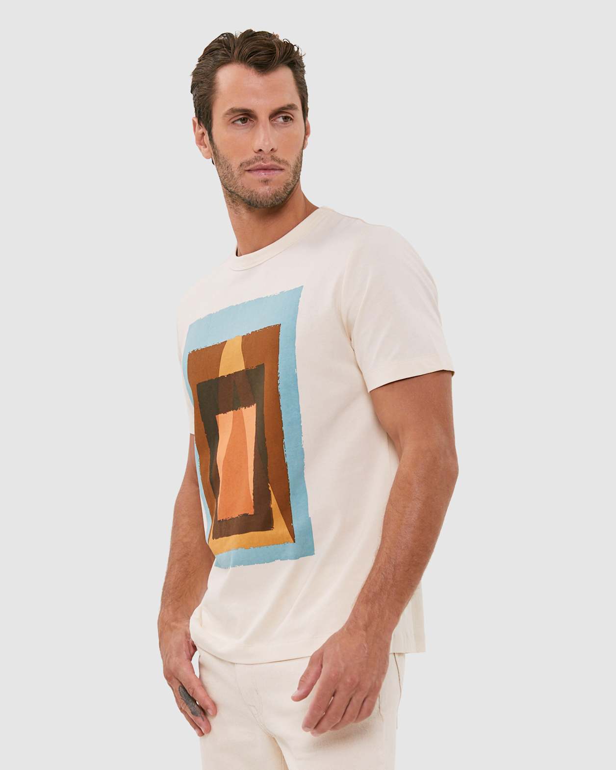 Placement Square Print Tee in MULTI YELLOW