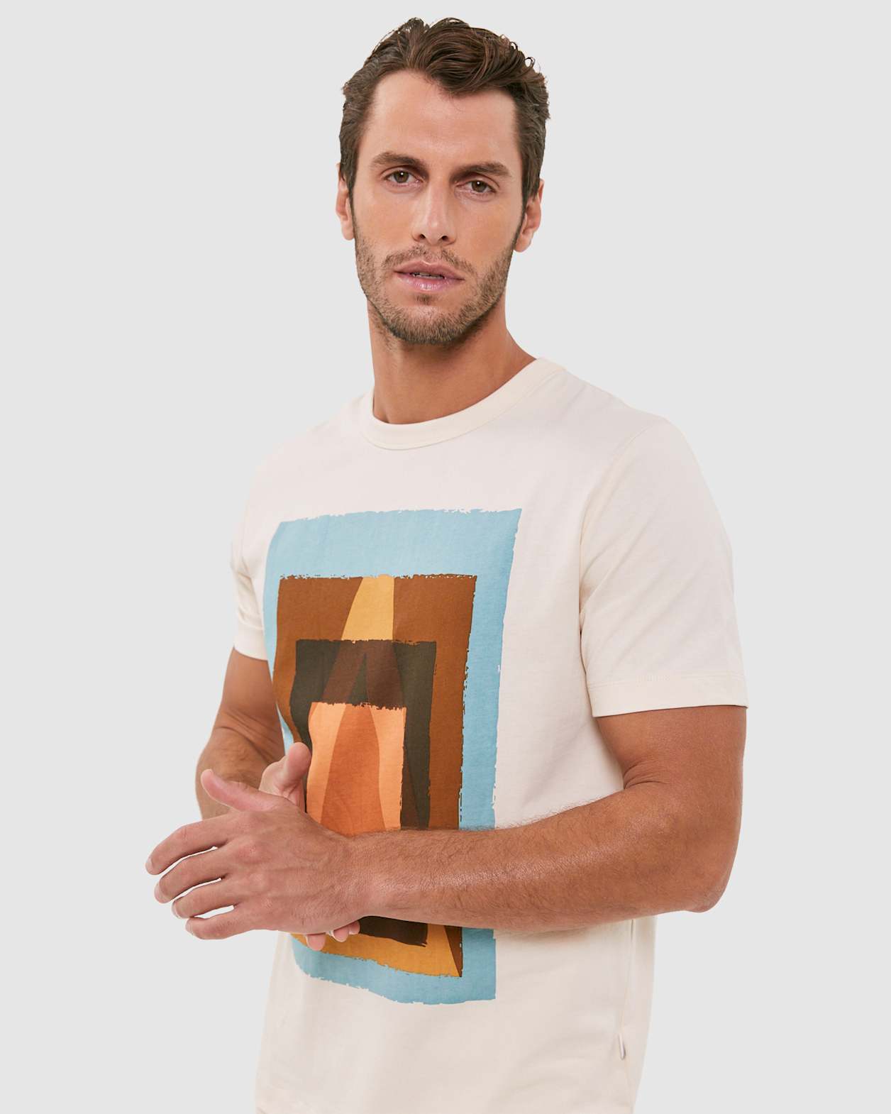 Placement Square Print Tee in MULTI YELLOW