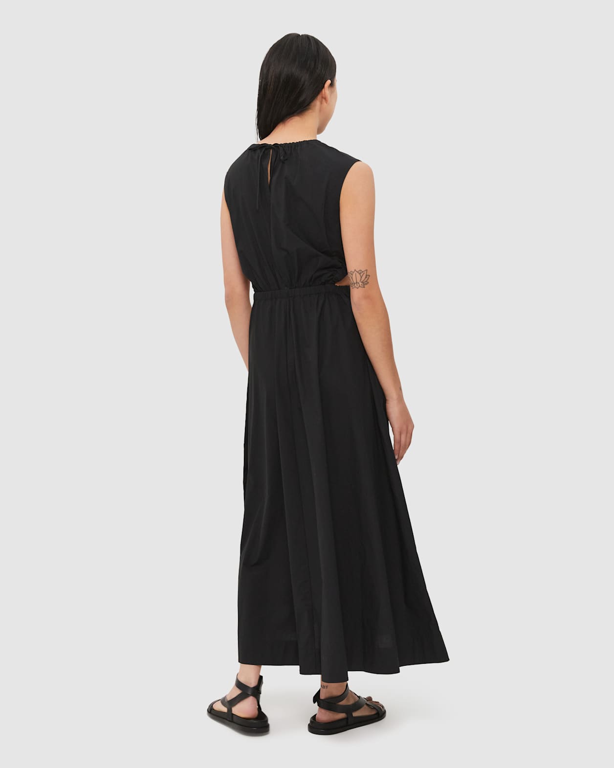 Amy Poplin Cut Out Dress in BLACK
