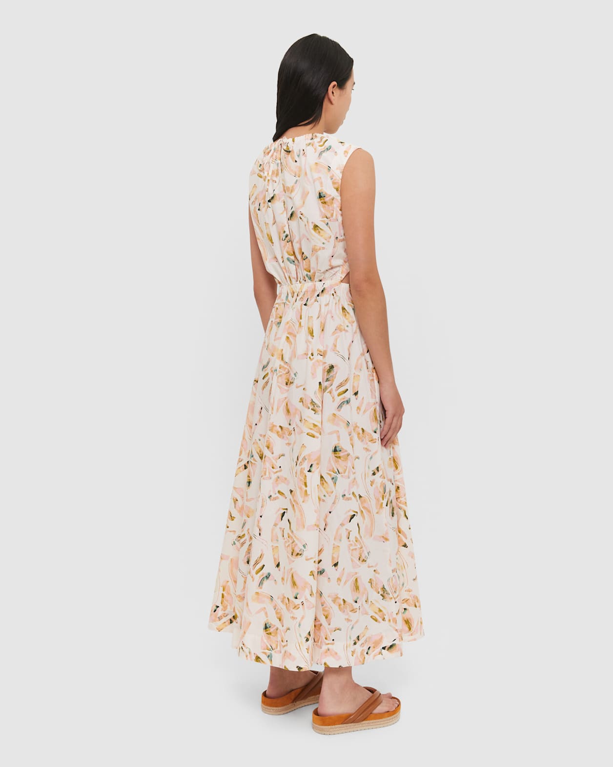 Amy Poplin Cut Out Dress in FLAMINGO