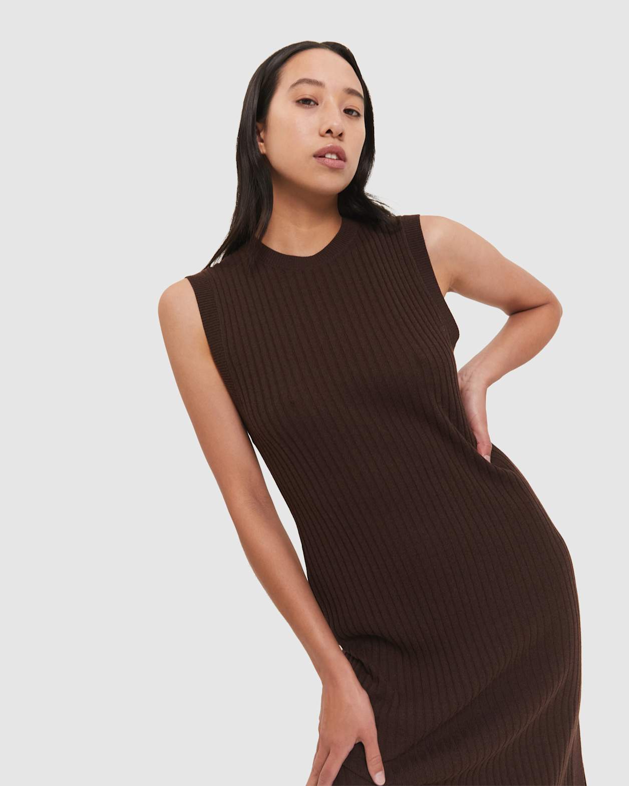 Sadie Knitted Dress in DARK CHOCOLATE