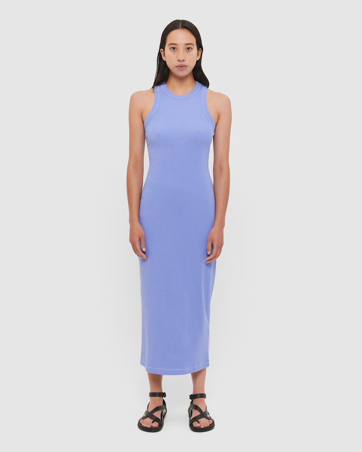 Organic Cotton Ribbed Dress in IRIS